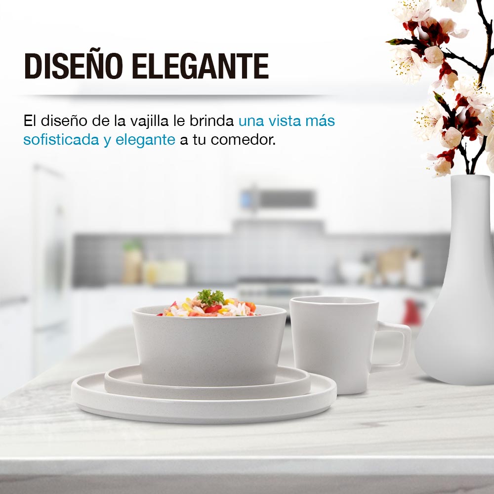 Vajilla de Gres Moderna 4 Personas 16 Piezas Platos Taza Casa Litus