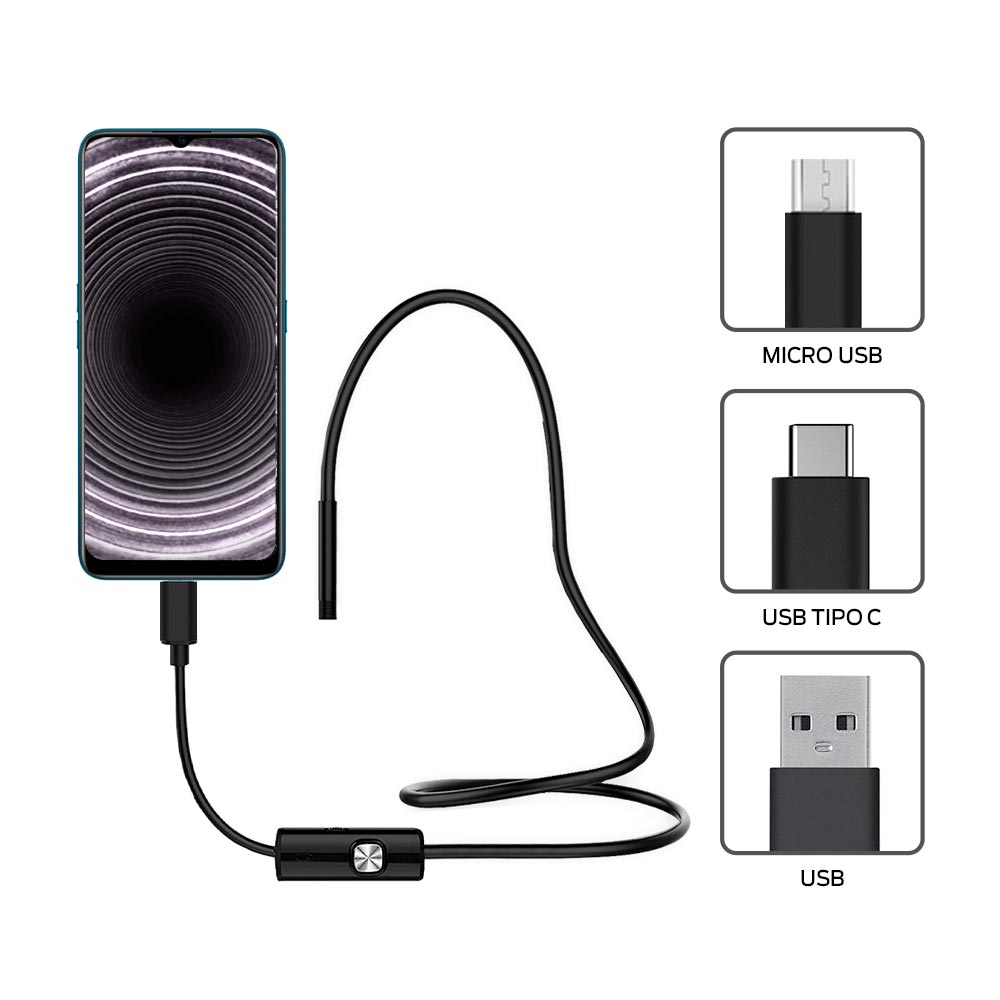 Cámara Endoscopio para Celular con Luz LED USB 1 Metro Redlemon