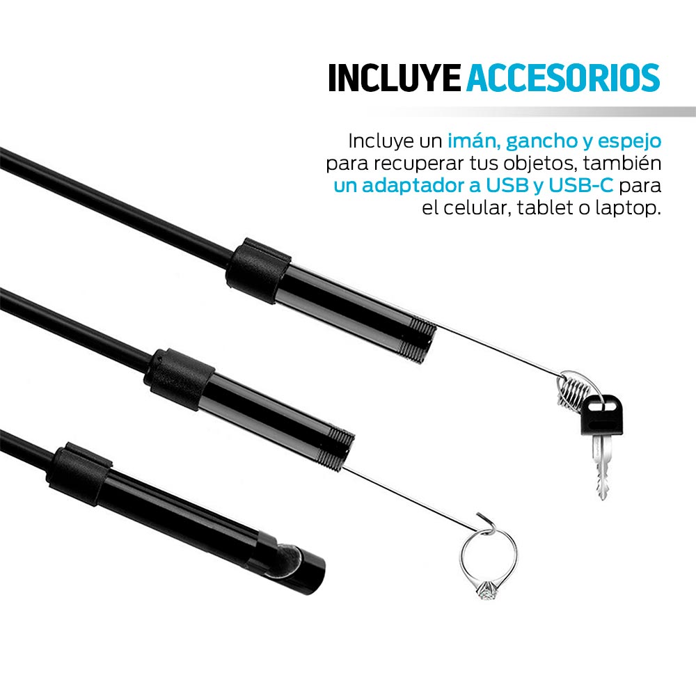 Cámara Endoscopio para Celular con Luz LED USB 1 Metro Redlemon