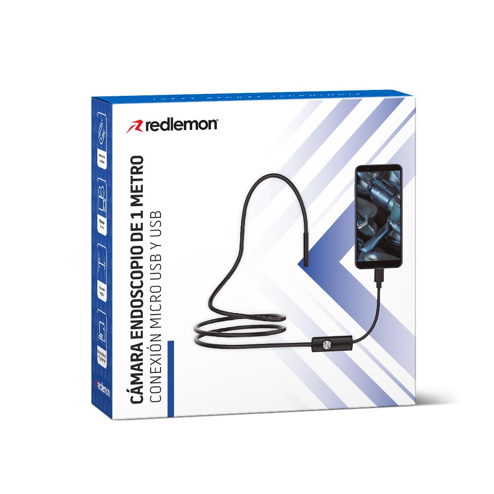 Cámara Endoscopio para Celular con Luz LED USB 1 Metro Redlemon