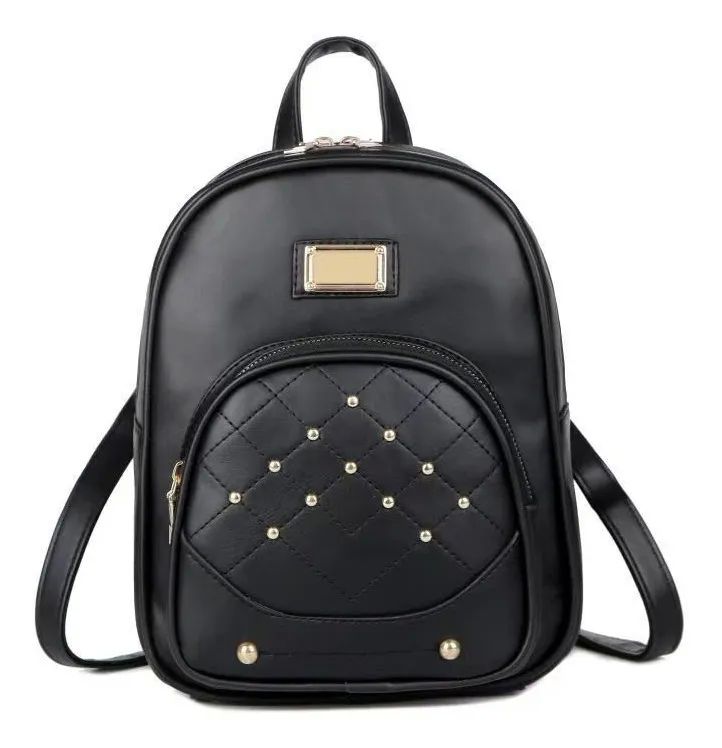 Mochila Bolsa Para Dama de Cuero Sintetico Negra