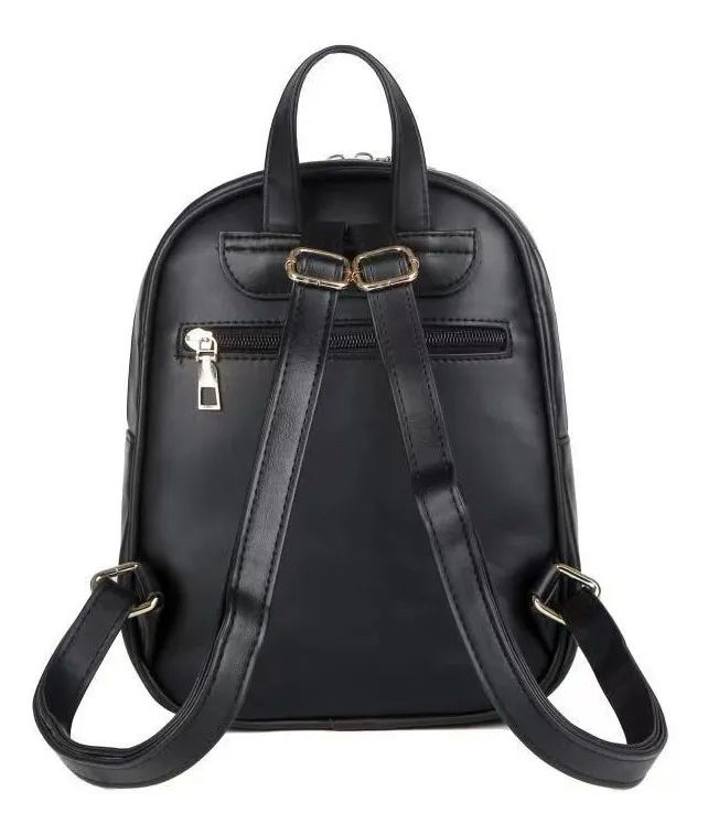 Mochila Bolsa Para Dama de Cuero Sintetico Negra