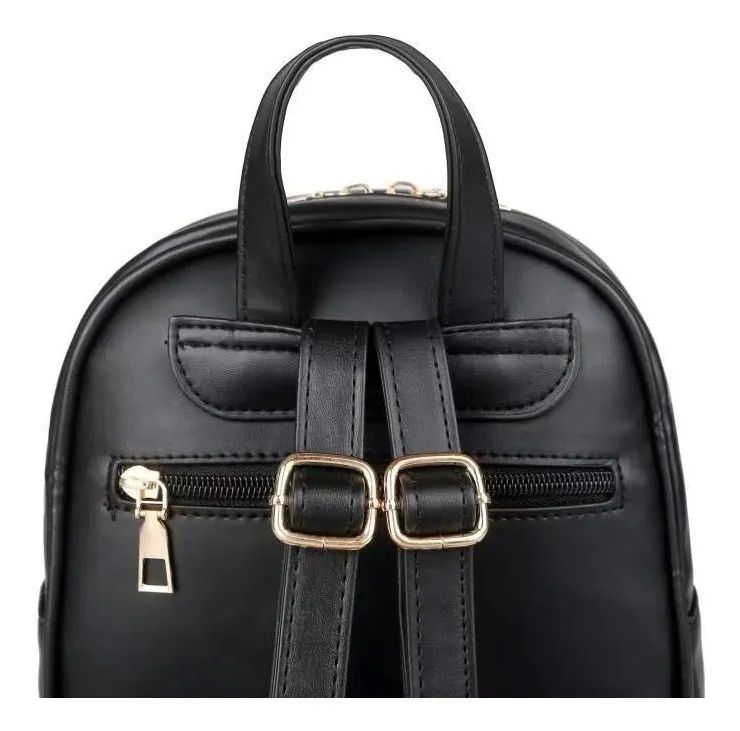 Mochila Bolsa Para Dama de Cuero Sintetico Negra