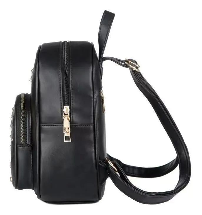 Mochila Bolsa Para Dama de Cuero Sintetico Negra