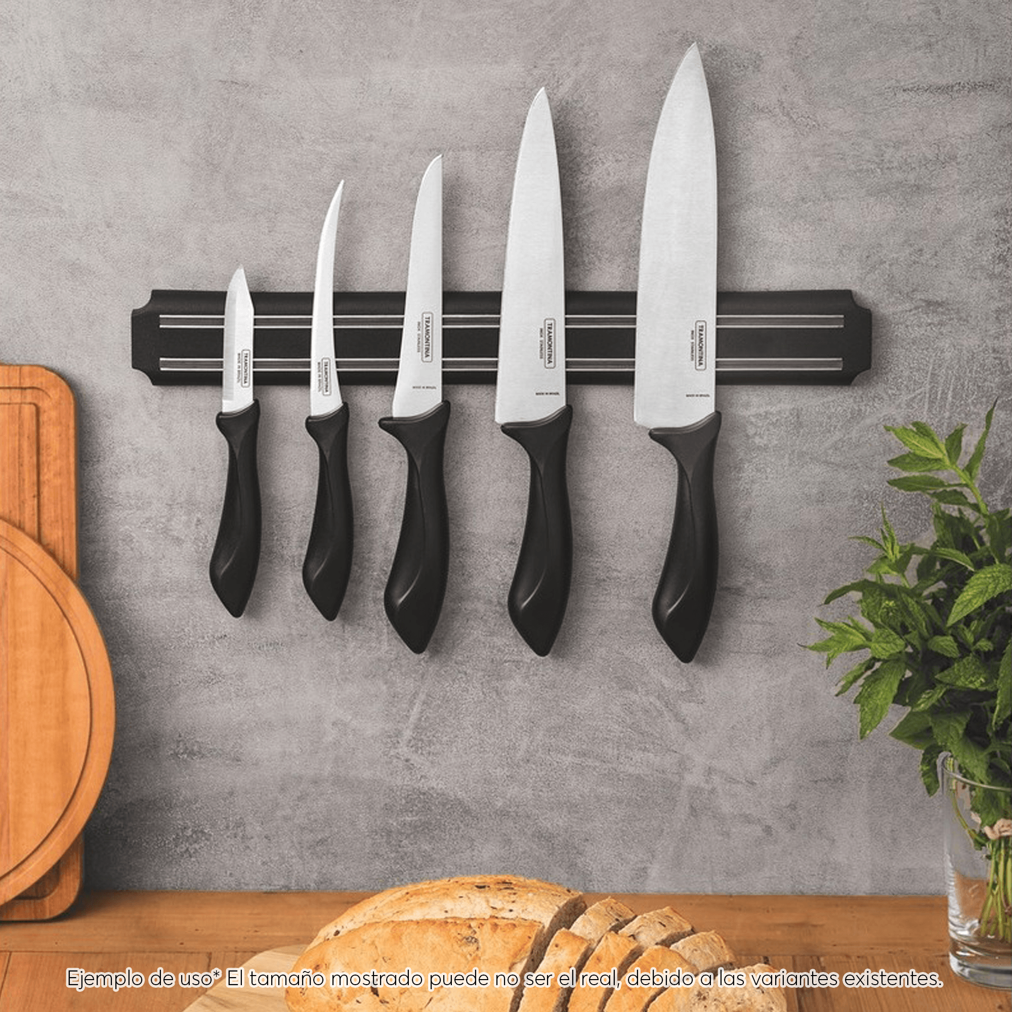 Soporte de pared magnético Archy para cocina, imán para utensilios, herramientas y cuchillos, con tornillos y taquetes (IMAN50CM).