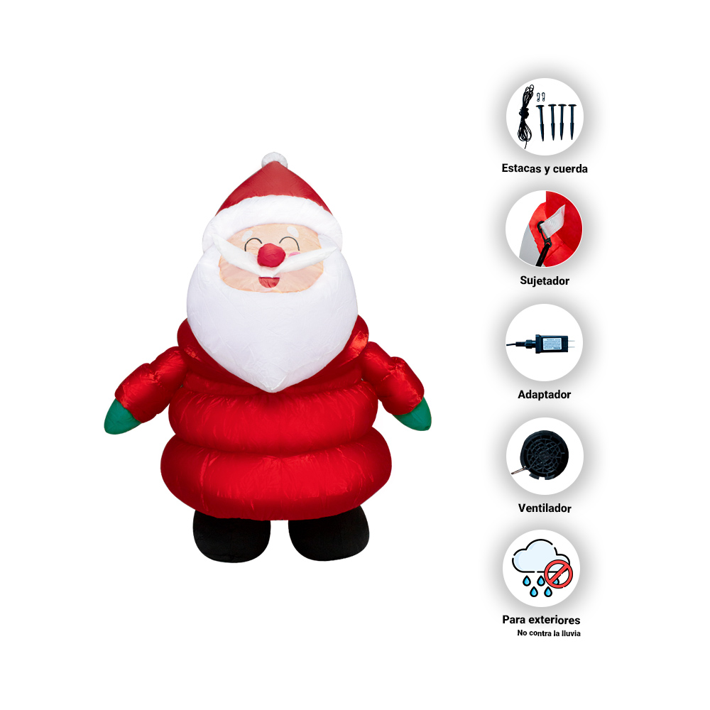 Inflable Santa Claus Navideño Muñeco de Santa Luz Led 1.20 Mts.
