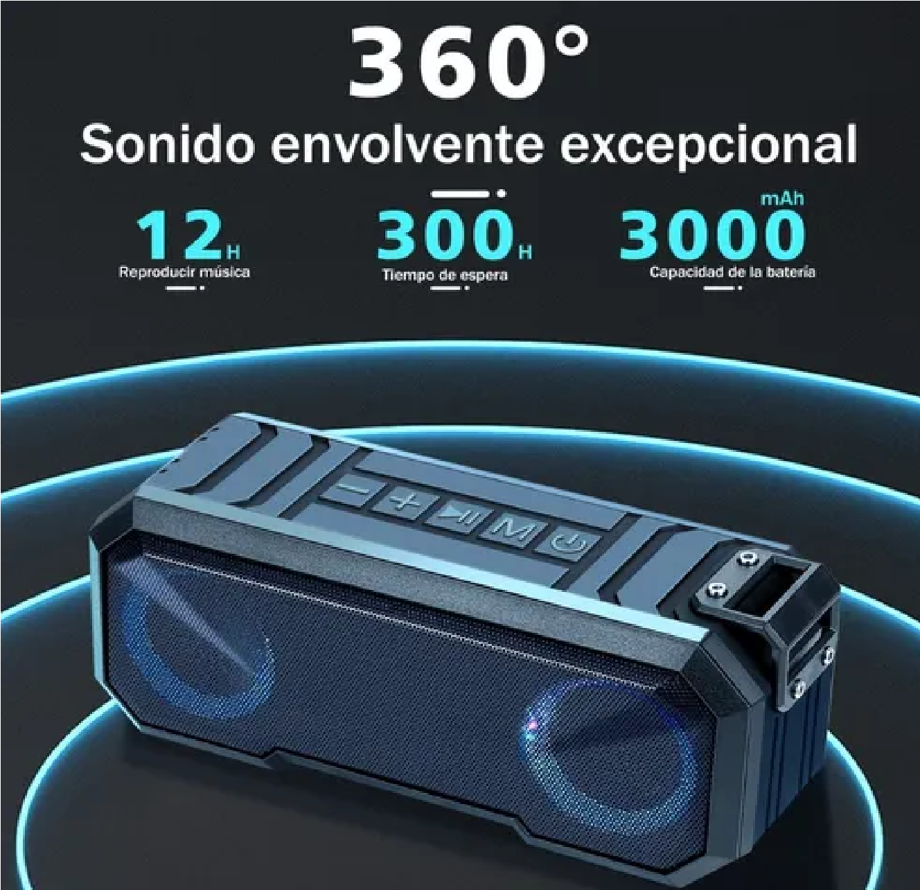 Parlante Altavoz Potente Bluetooth Sonido Envolvente Azul Negro