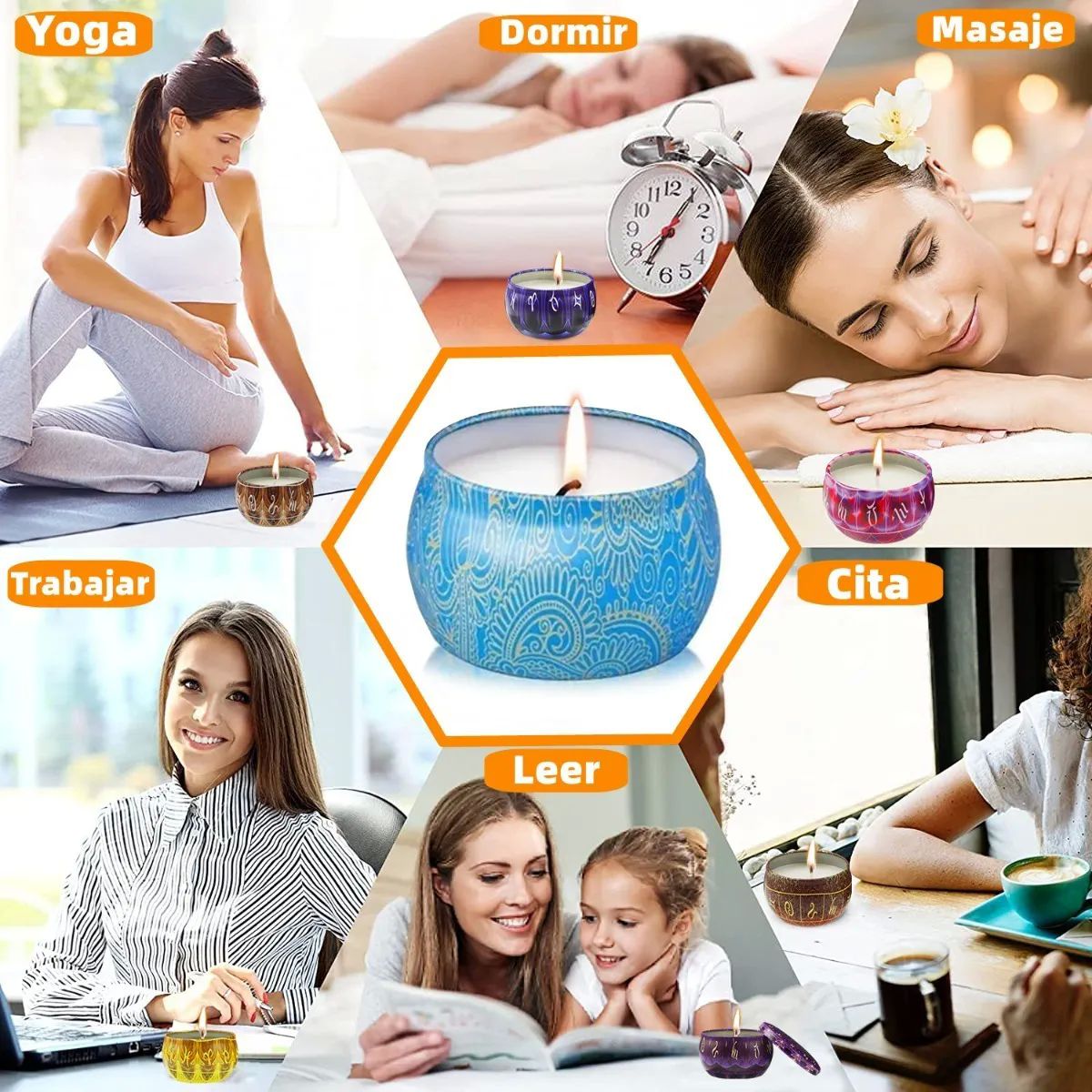 12 Velas Aromáticas  De Cera De Soja