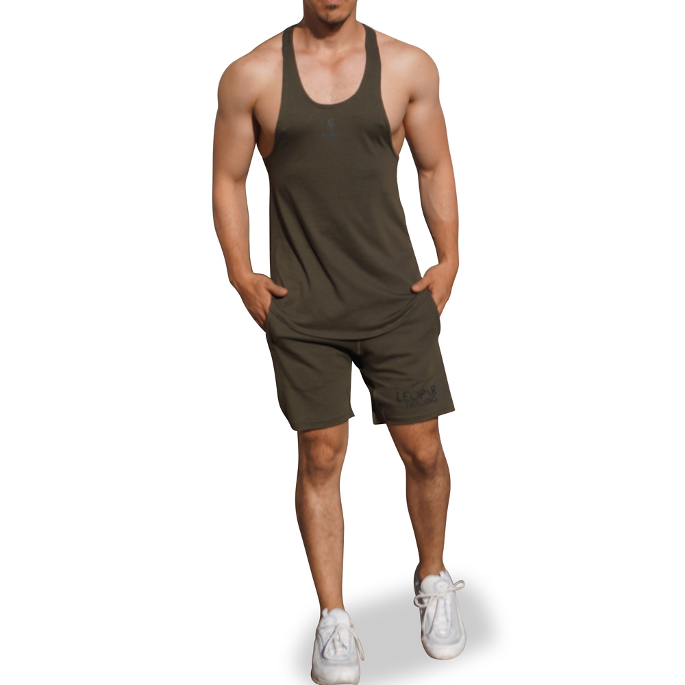 John Leopard Gym Stringer Tank