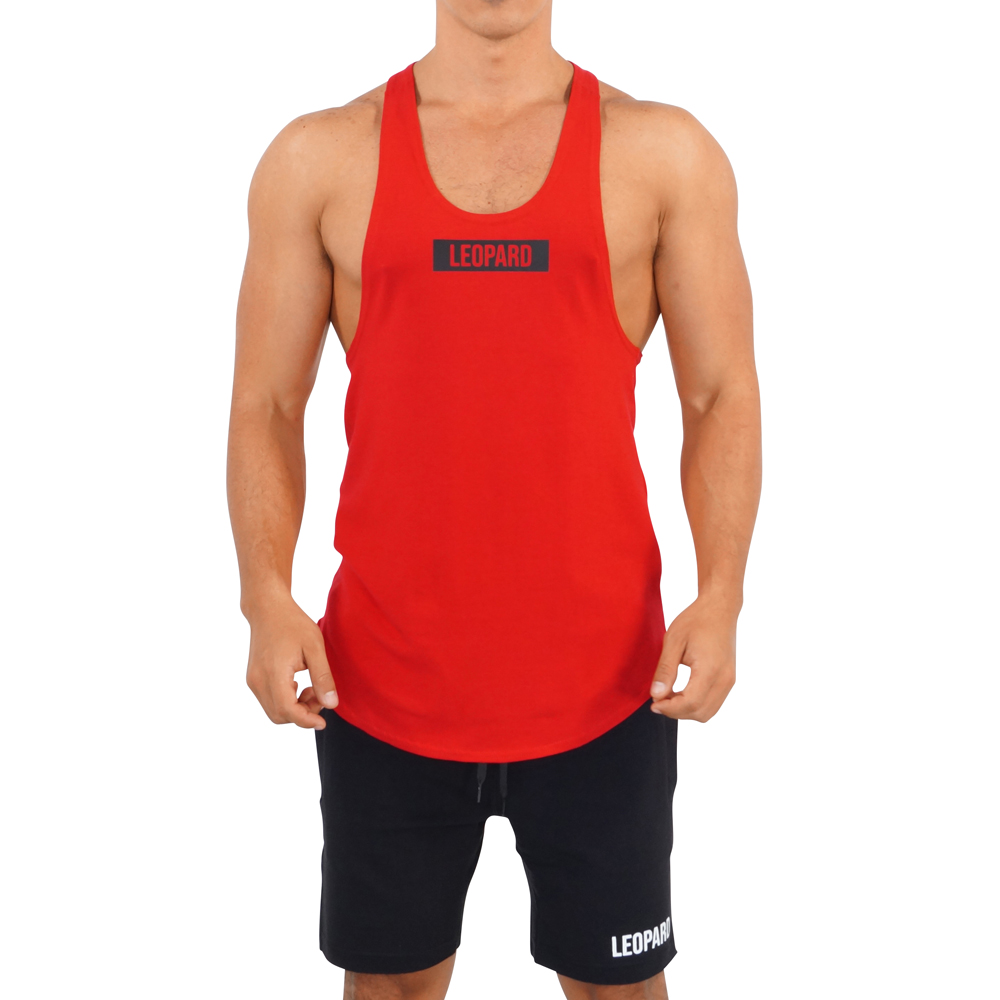 John Leopard Gym Stringer Tank