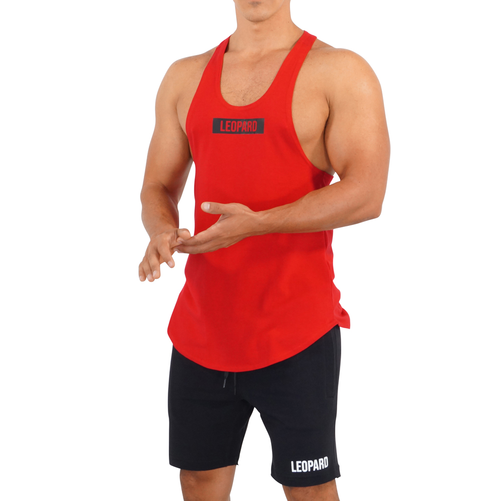 John Leopard Gym Stringer Tank