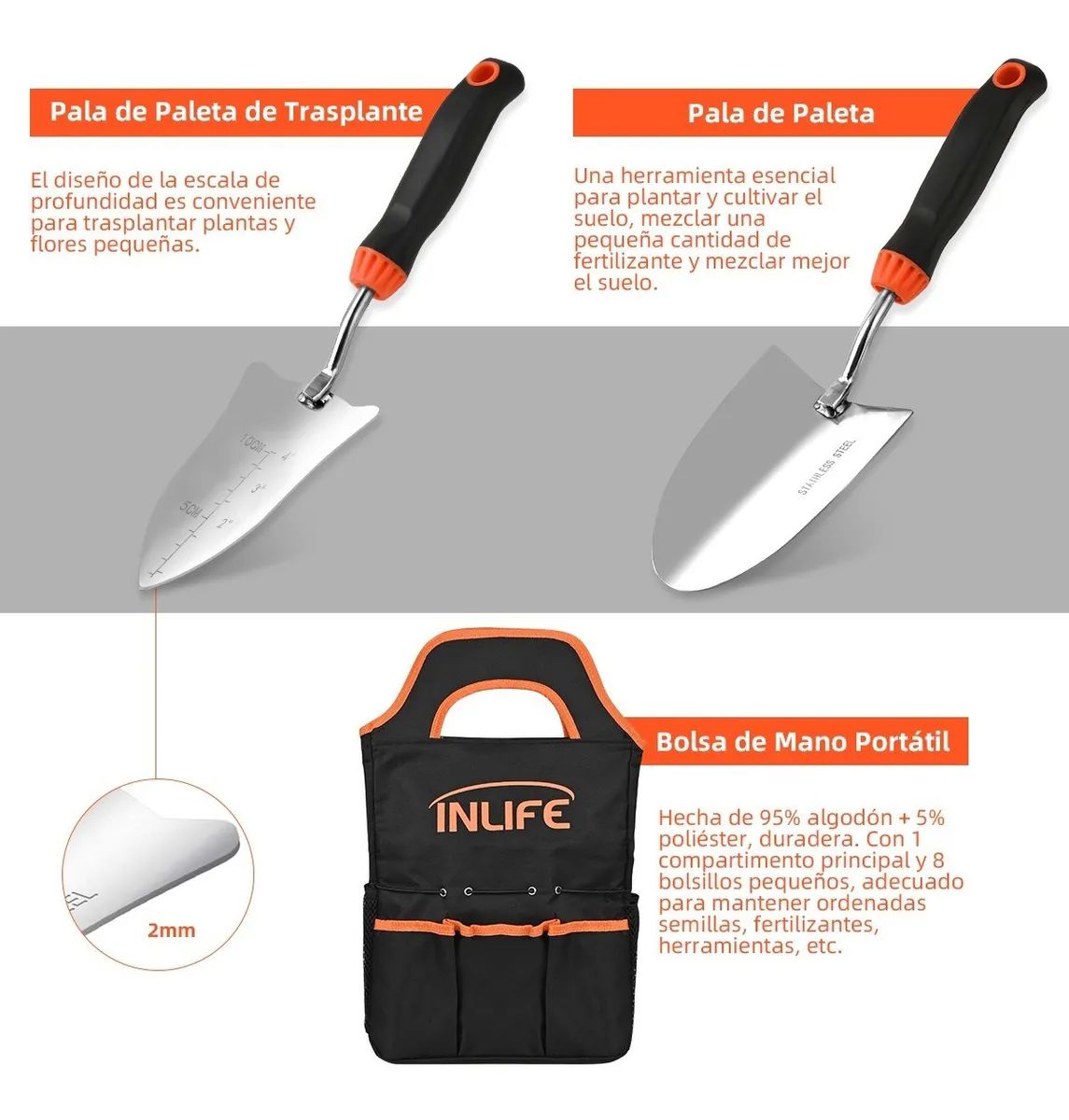 Set de 2 Palas Rastrillo Para Jardineria