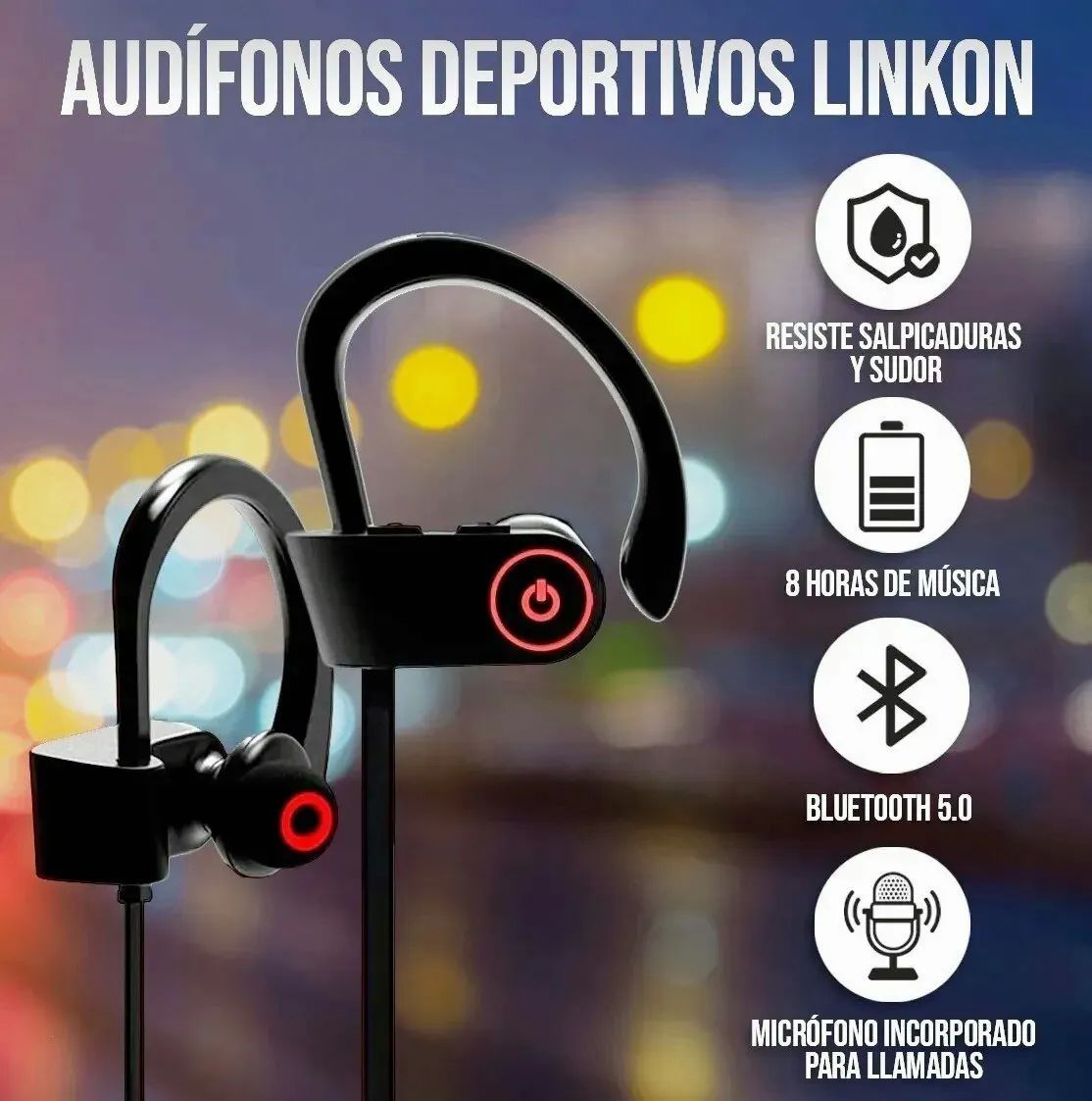 Audífonos Inalámbricos Con Bluetooth Y Micrófono Rojos con Negro