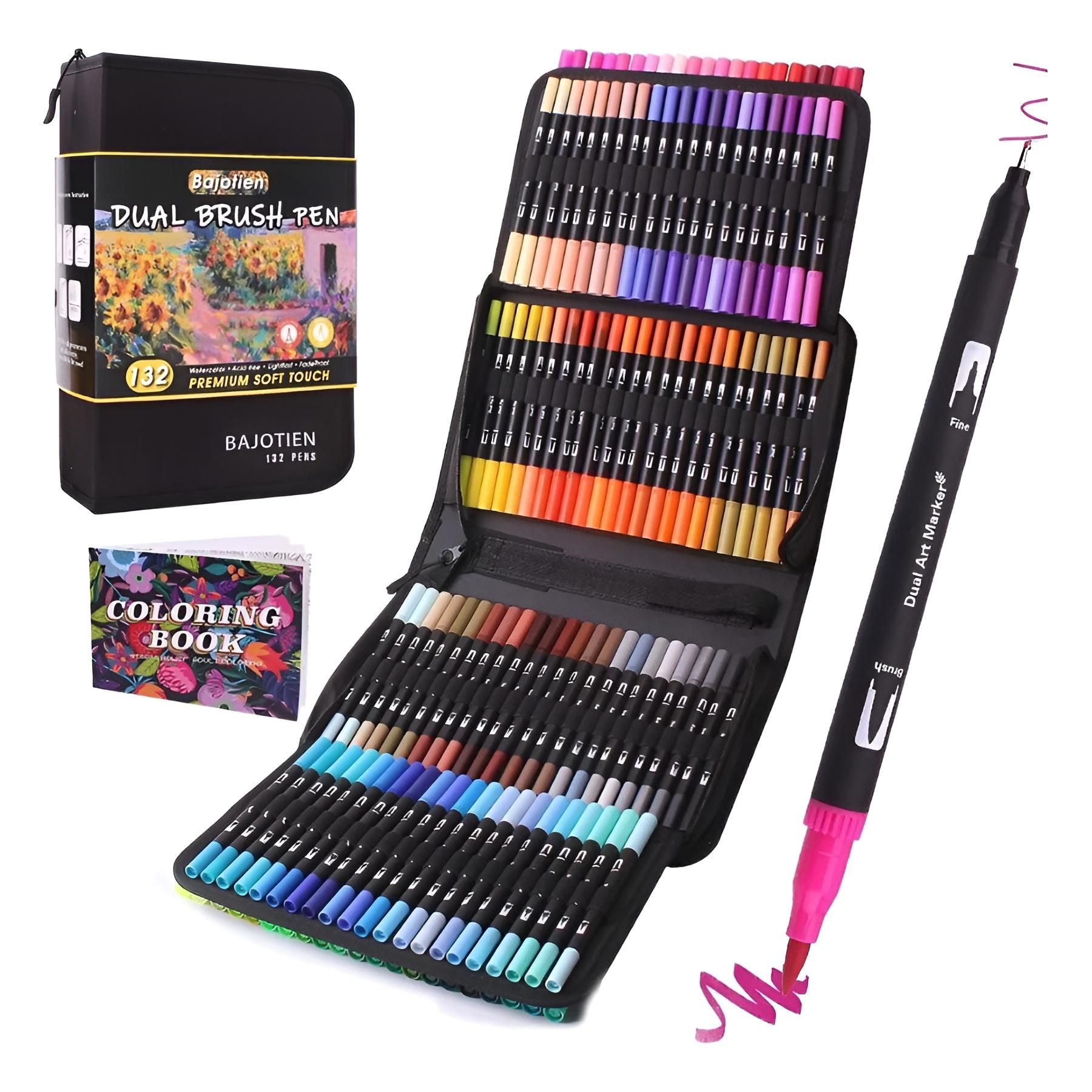 Marcadores De Doble Punta 132 Colores Plumones Punta Pincel