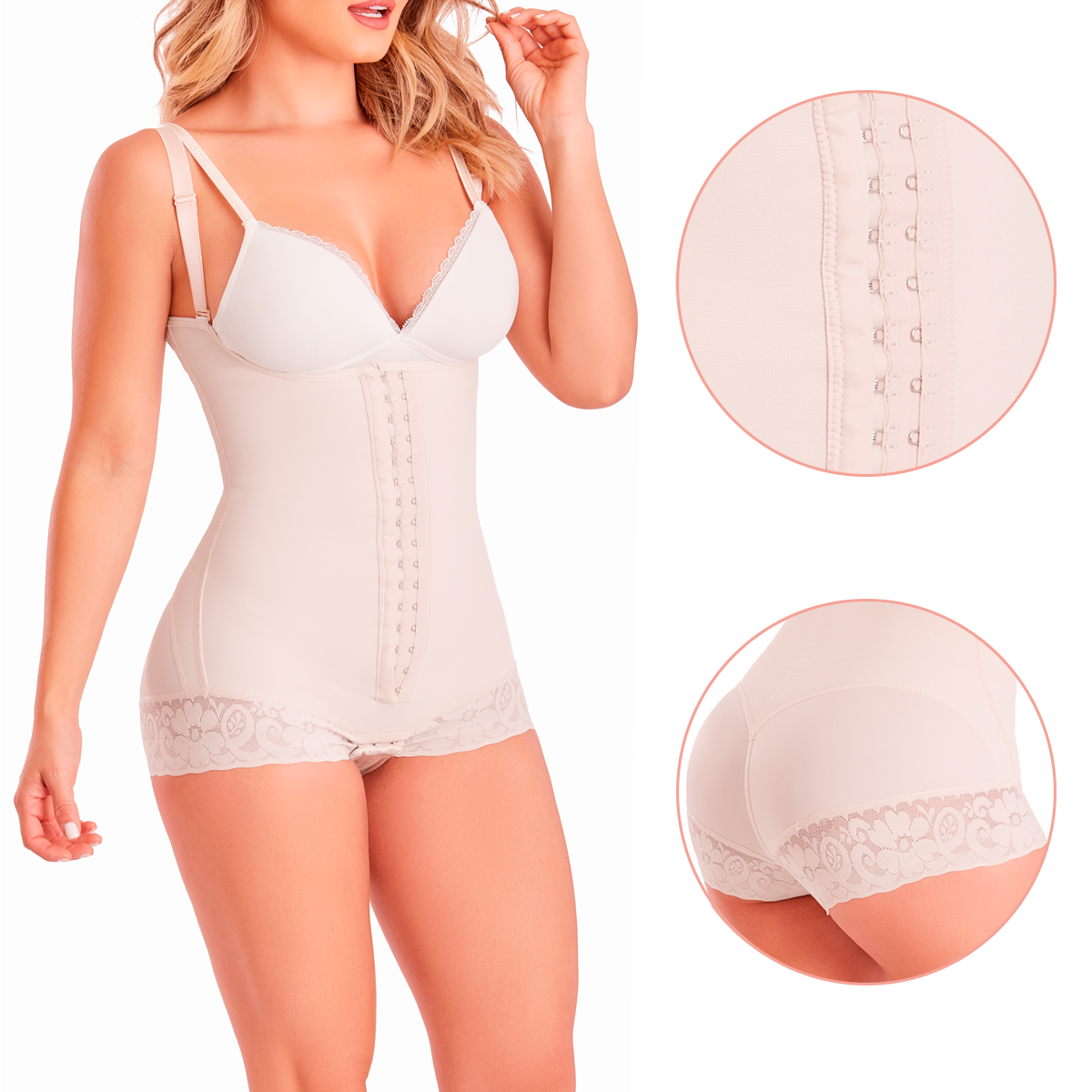 Fajas Colombianas Powernet Tipo Body Cachetero Moldeador De figura, Faja Colombiana Reductora De Medidas, Faja Colombiana Levanta Cola Para Mujer Con Broches Alta Compresion.