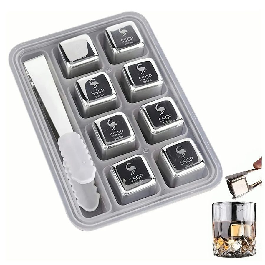 Ssgp Cubito De Hielo De Acero Inoxidable 8 Cubos De Hielo