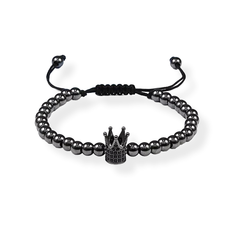 Pulsera "Corona del rey" de hematita y circonia