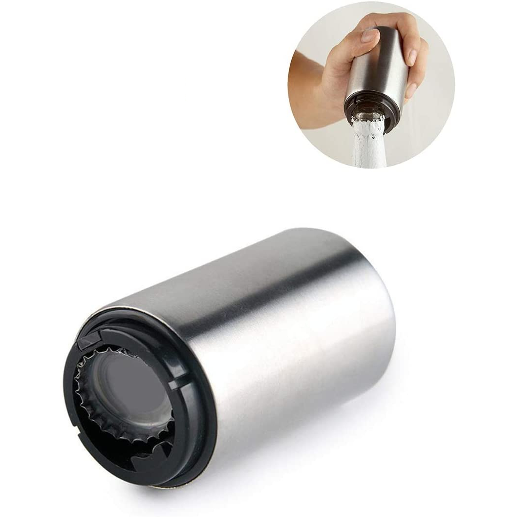 Destapador de cerveza, abridor de botellas automático de acero inoxidable con imán