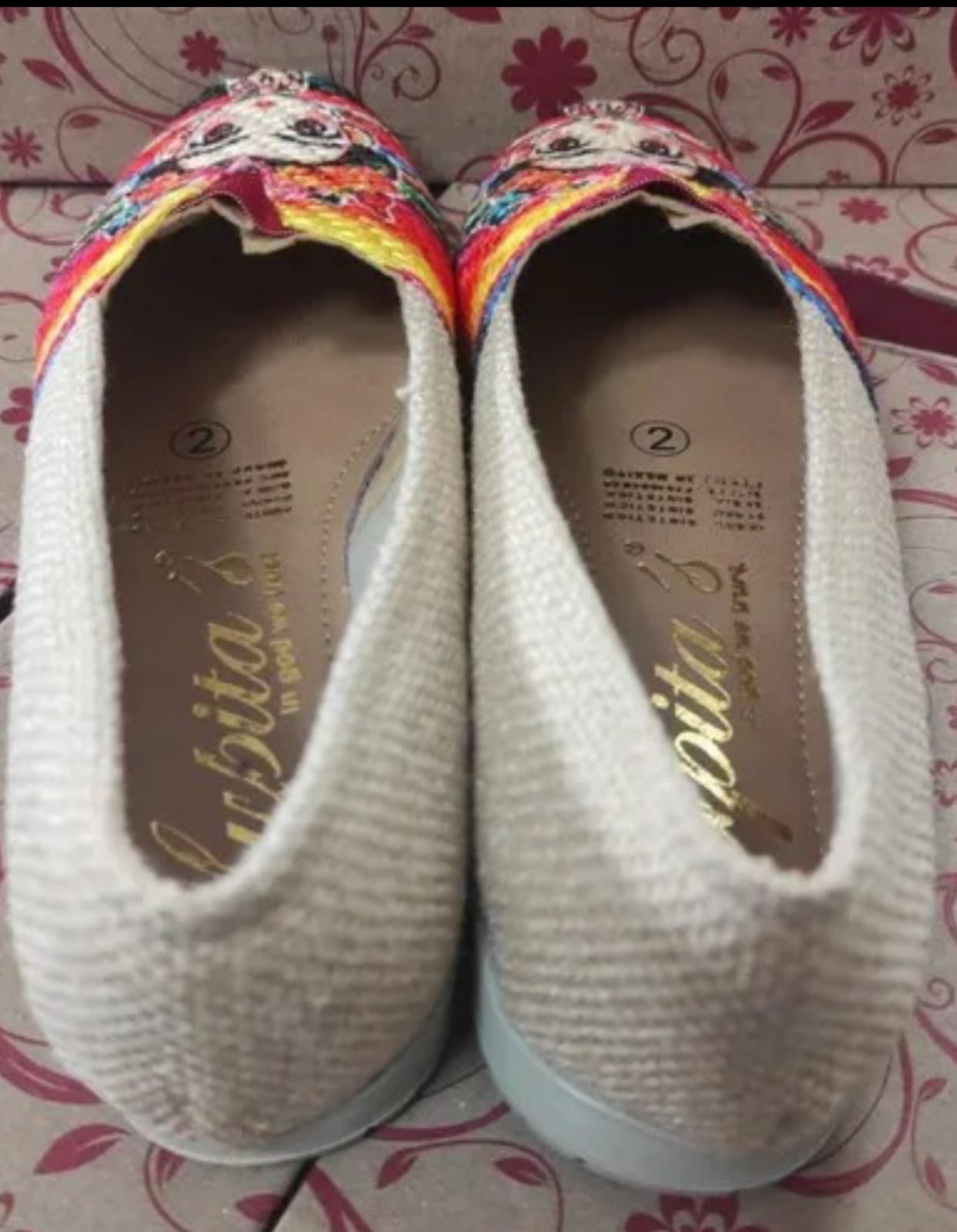 Alpargata Zapato Artesanal Dama Diseño Frida Con Flores Talla 4