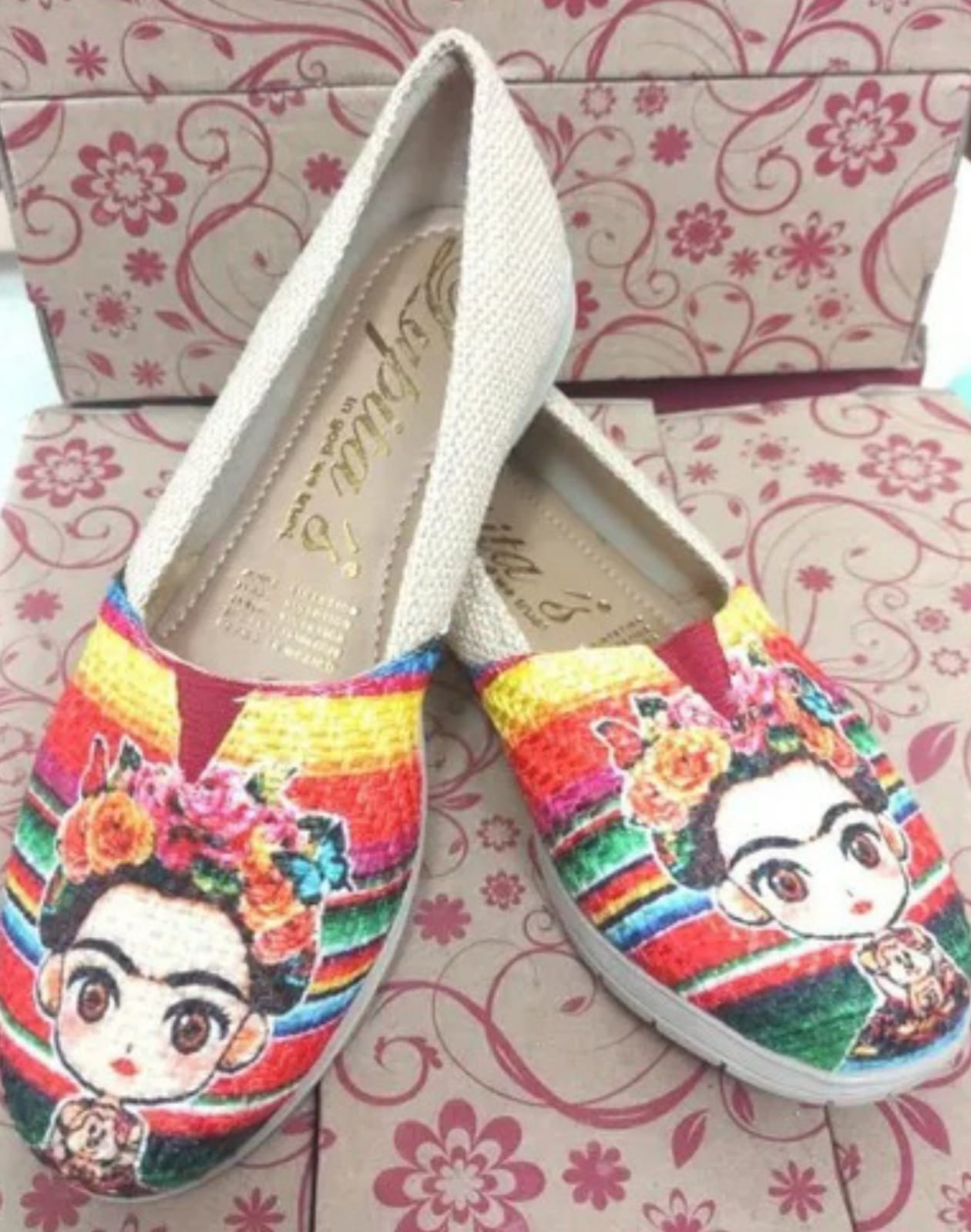 Alpargata Zapato Artesanal Dama Diseño Frida Con Flores Talla 4
