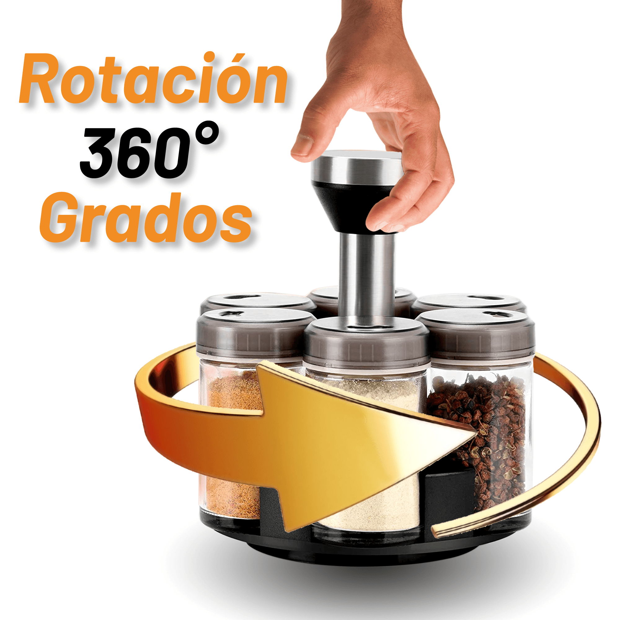 Archy Especiero Organizador de Especias Hierbas Carrusel de Frascos con 6 Tarros Giratorio 360 grados para Cocina Botes (PZ-538).