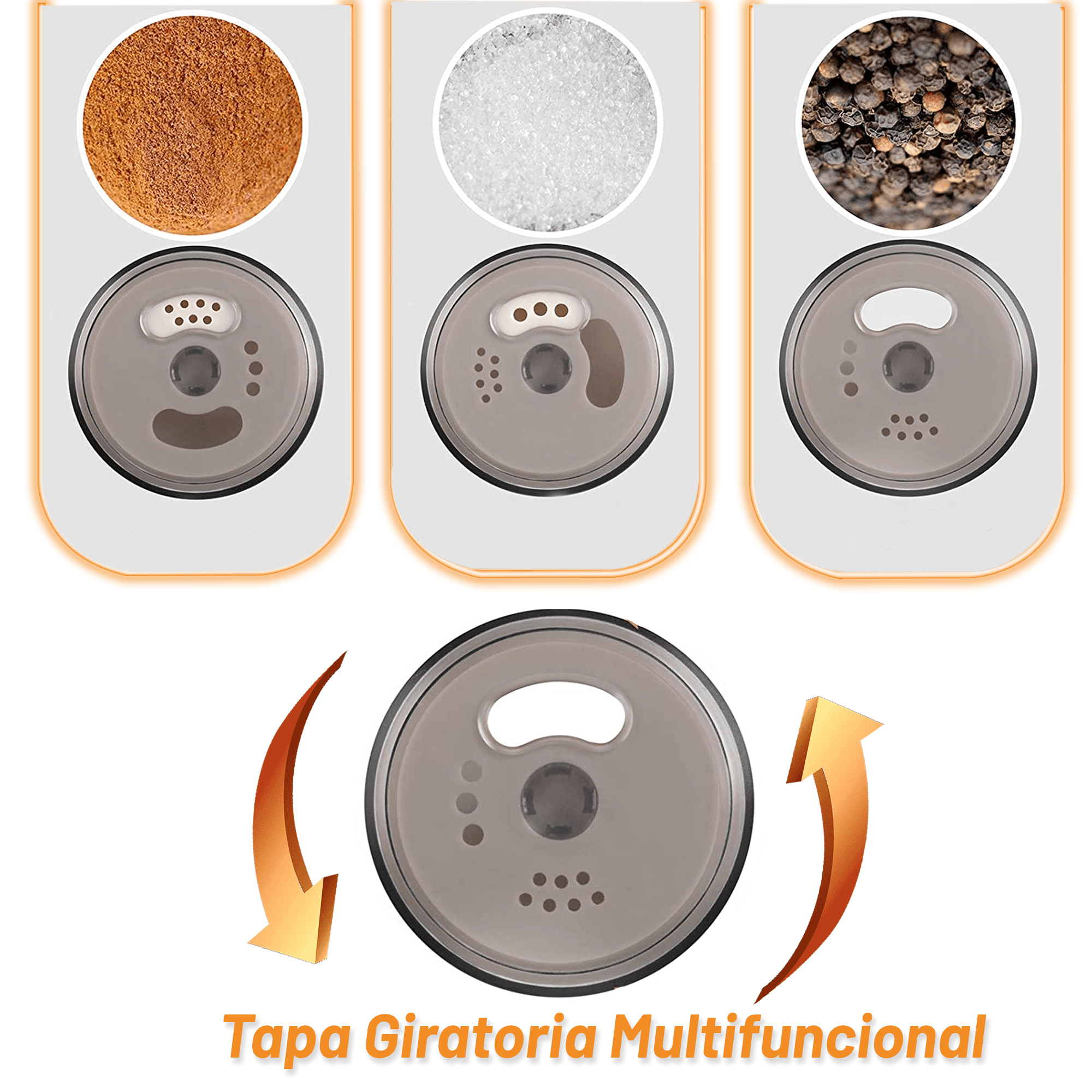 Archy Especiero Organizador de Especias Hierbas Carrusel de Frascos con 6 Tarros Giratorio 360 grados para Cocina Botes (PZ-538).