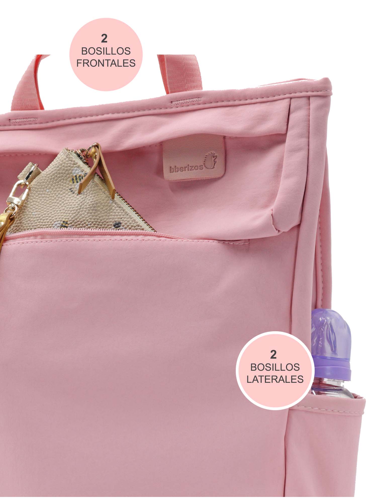 Pañalera Mochila Térmica Pañalera de Bebe Bolso para Pañales Rosa