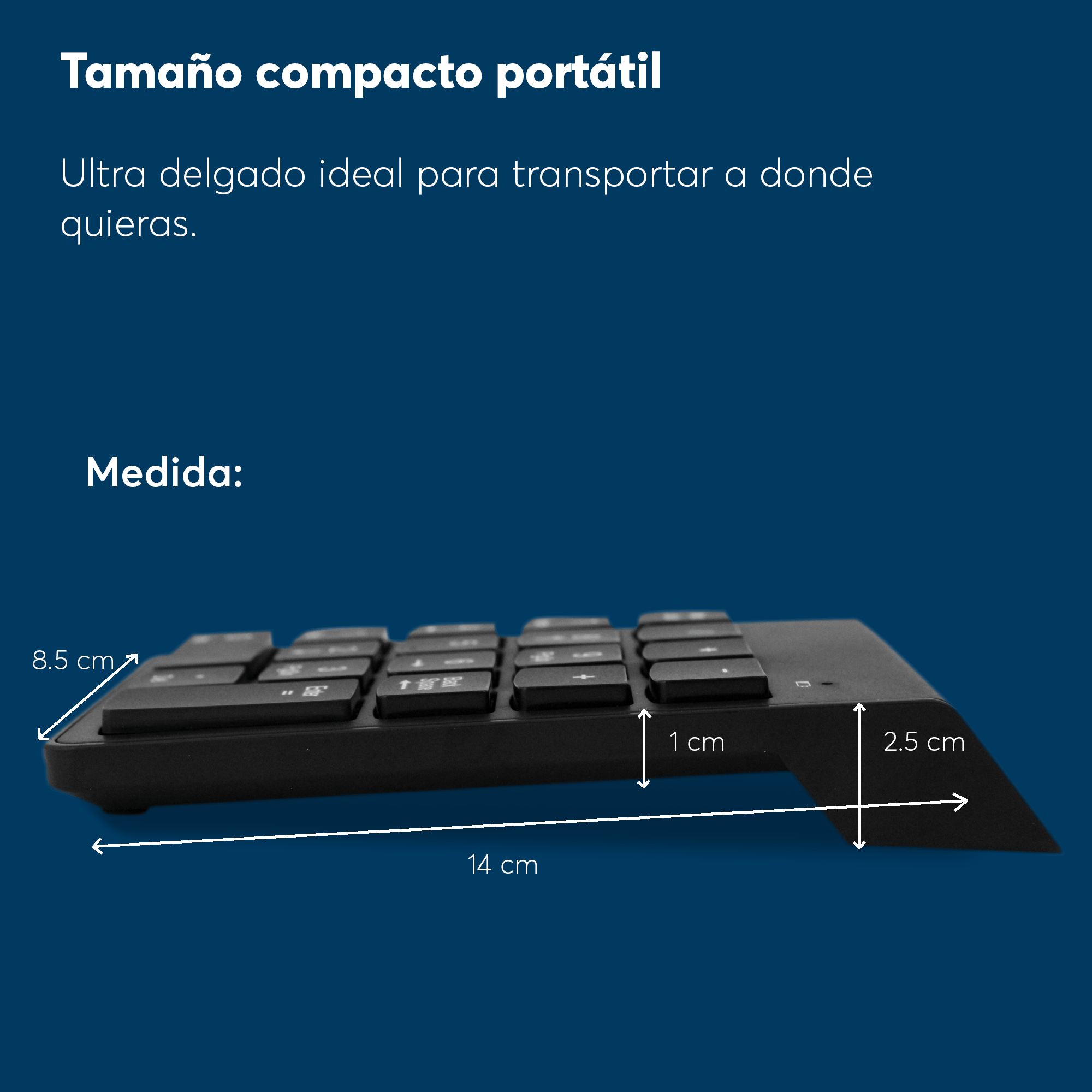 Teclado numérico Archy inalámbrico 18 Teclas para PC, Laptop, Potátil, Delgado, con Receptor USB, Silencioso, Diseño Moderno, Compatible con Windows y Mac (KB06).