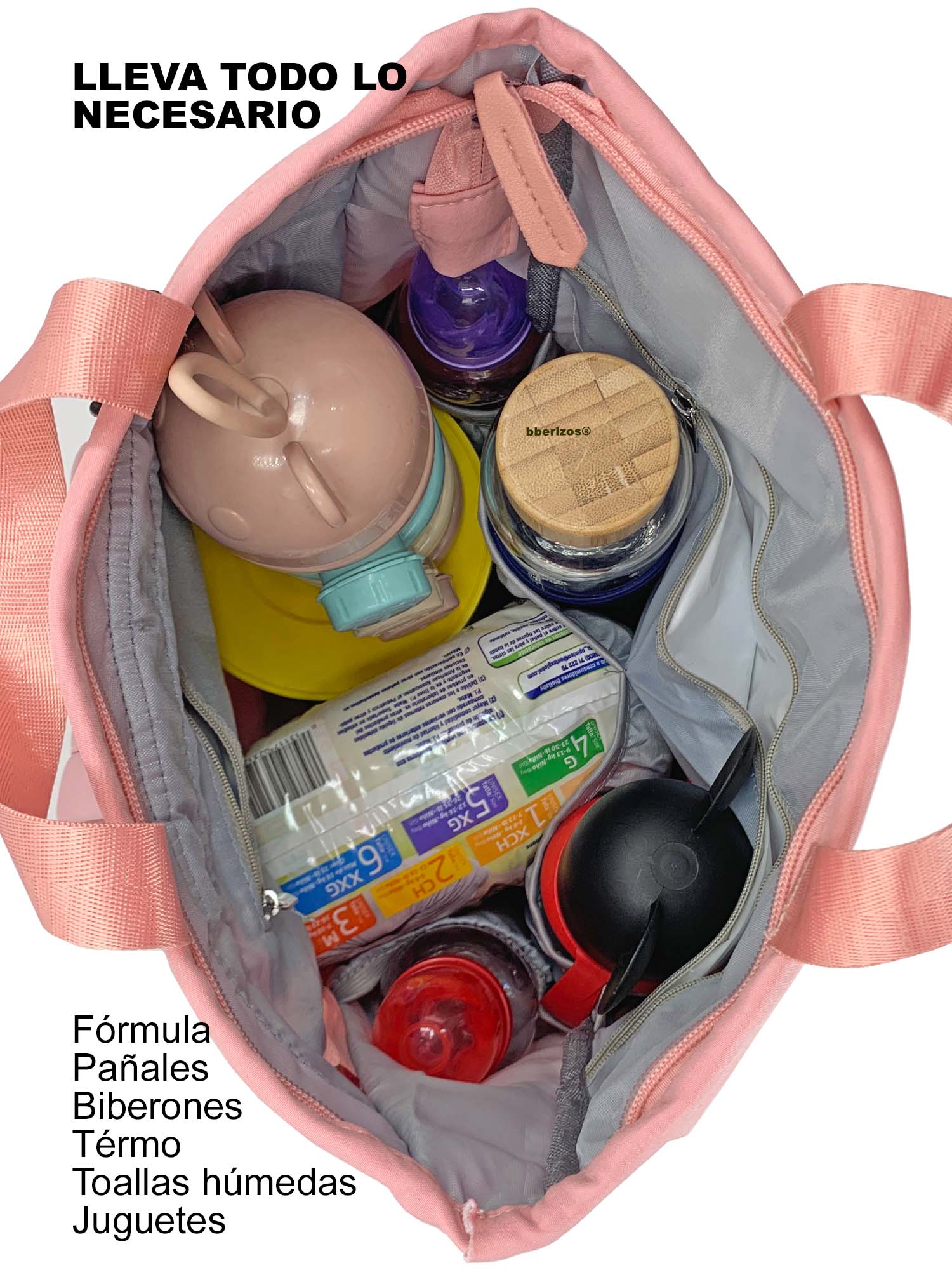 Pañalera Mochila Térmica Pañalera de Bebe Bolso para Pañales Rosa