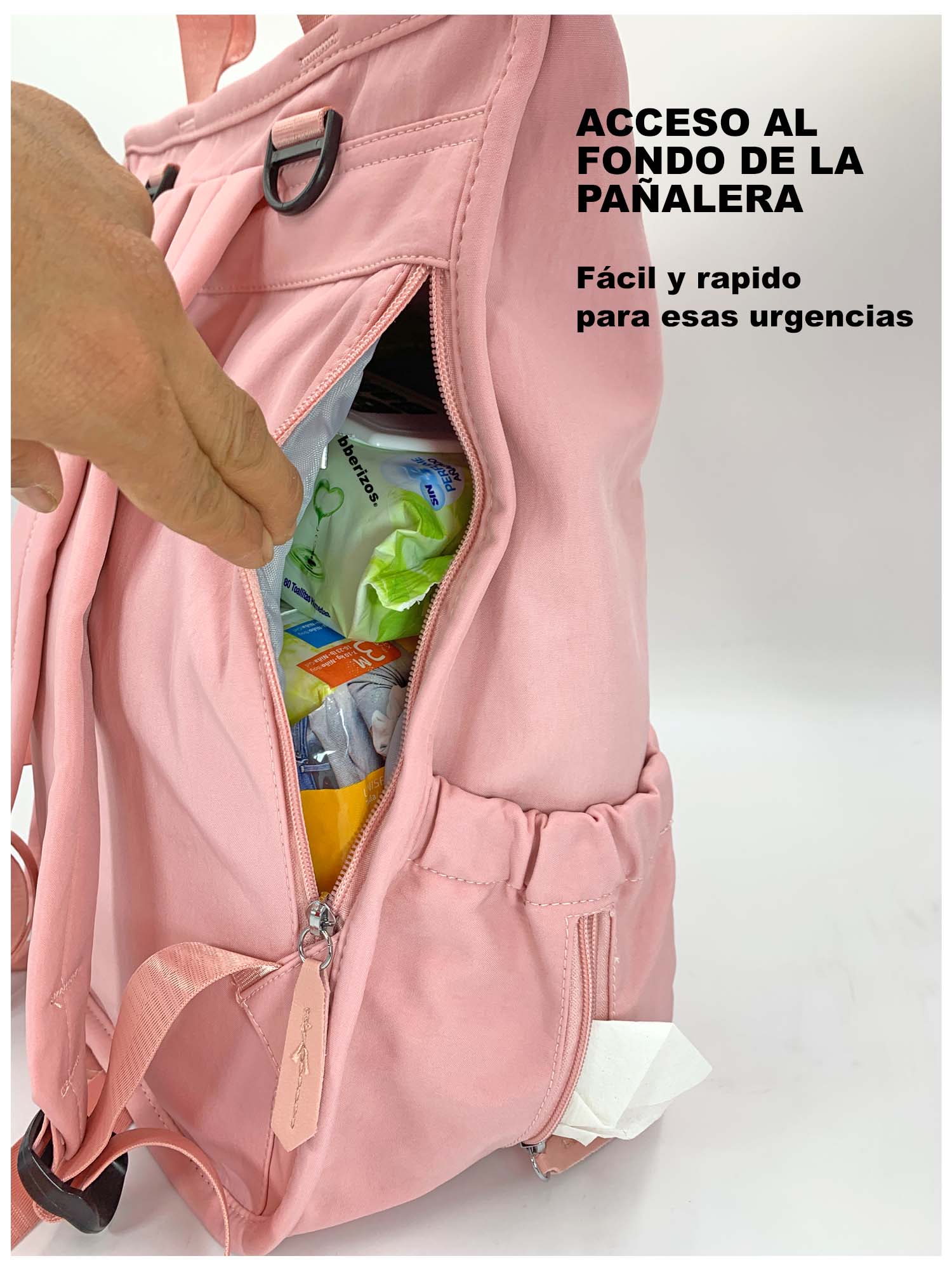 Pañalera Mochila Térmica Pañalera de Bebe Bolso para Pañales Rosa