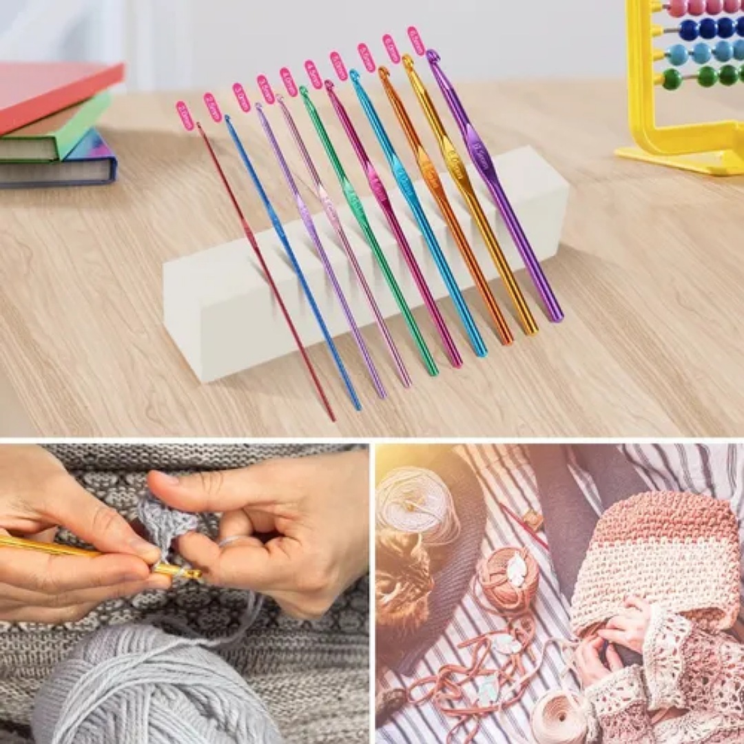 Kit De Ganchos Y Accesorios Para Tejer Al Crochet 84 Pzas.