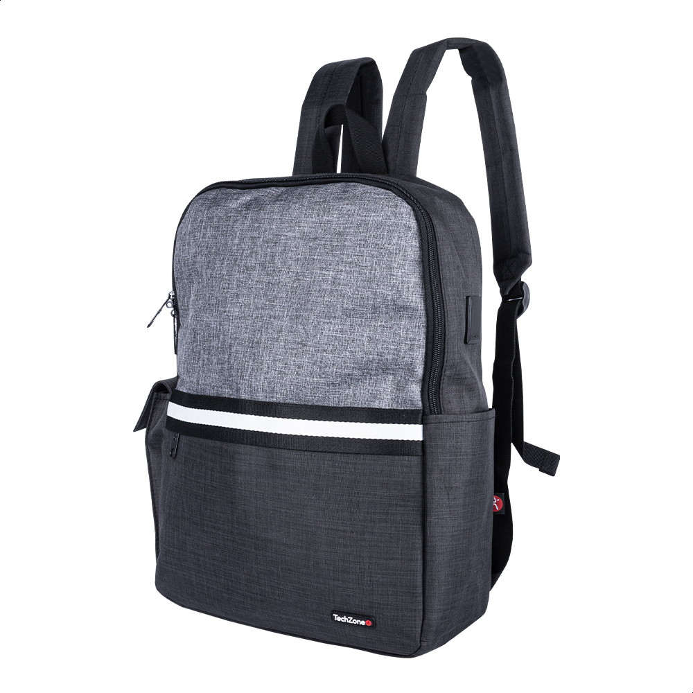 Mochila TechZone Gris y Negra Modelo GLAD Porta Laptop 15.6