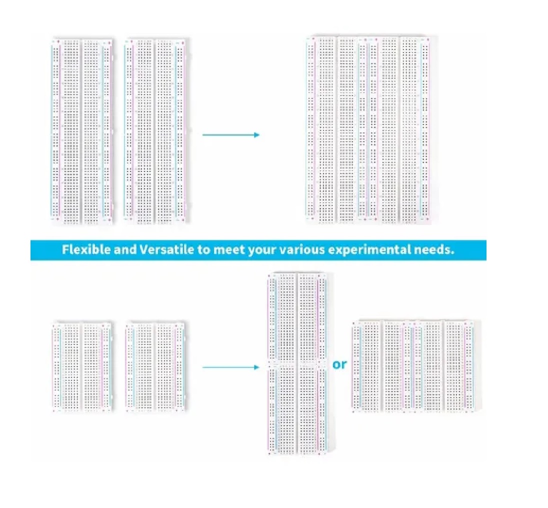 Set Piezas Protoboard 830 Puntos Con 400 Puntos Breadboard