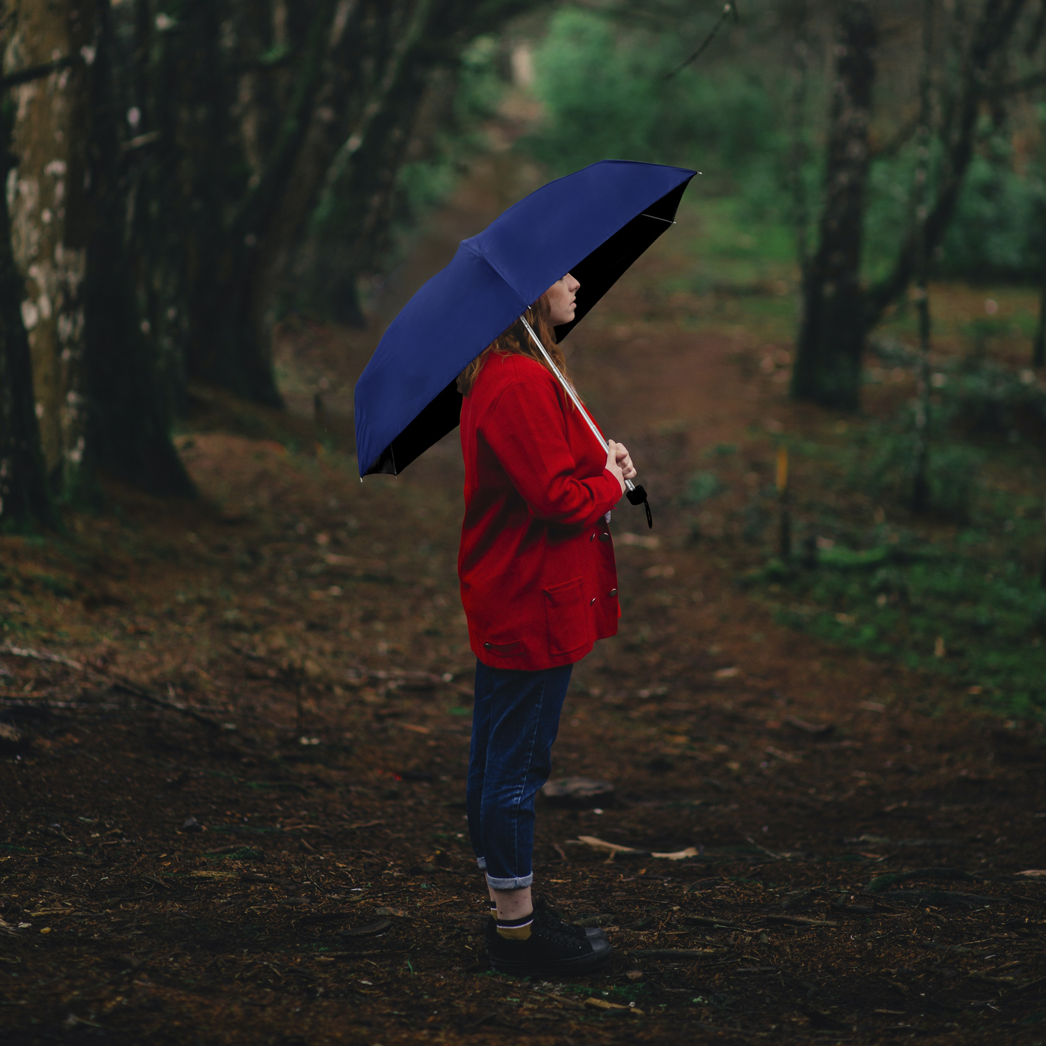 Paraguas Azul de bolsillo sombrilla automático protección rayos UV y Anti viento con estuche