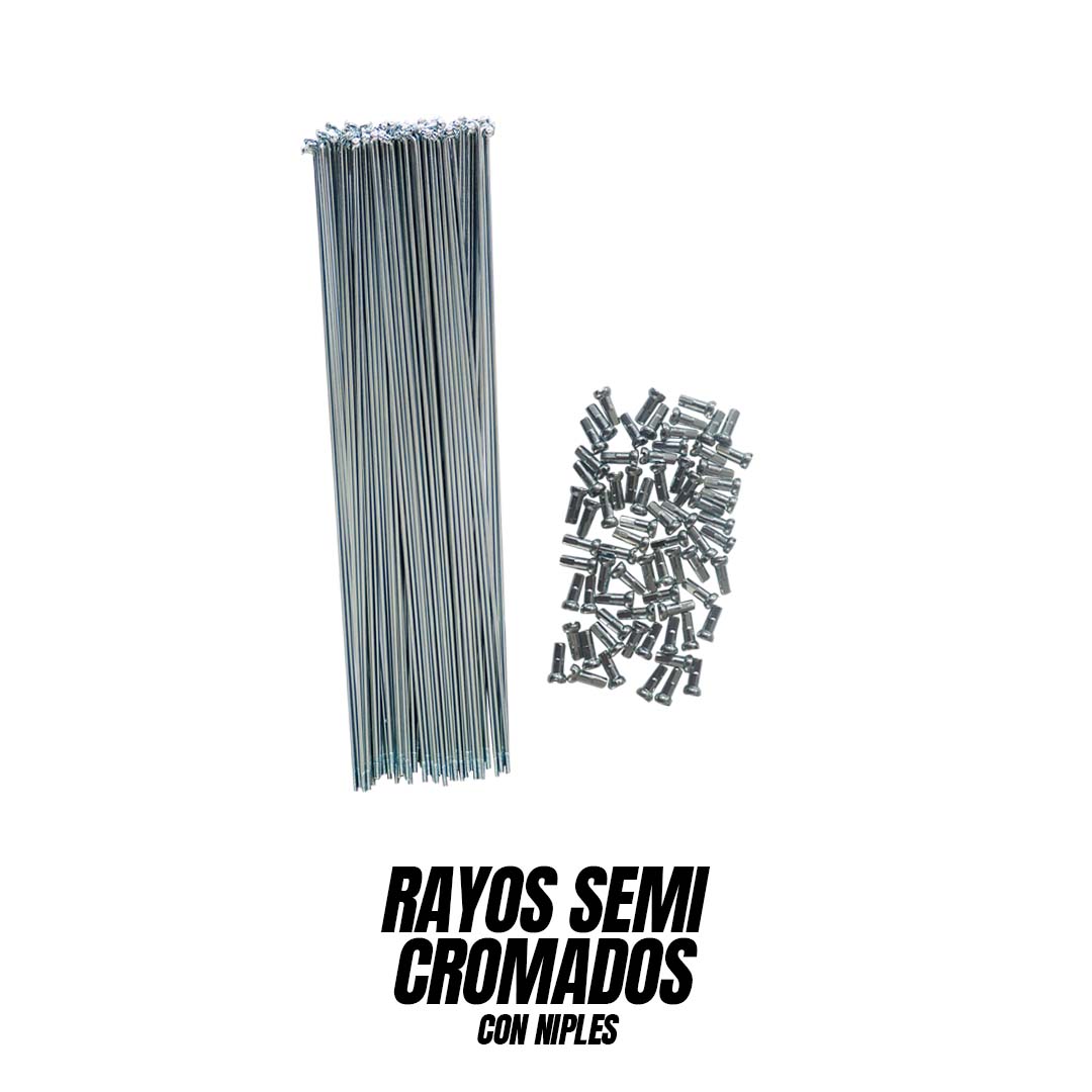 72 Rayos Para Bicicleta R26 Semi Cromado 14g Con Niples