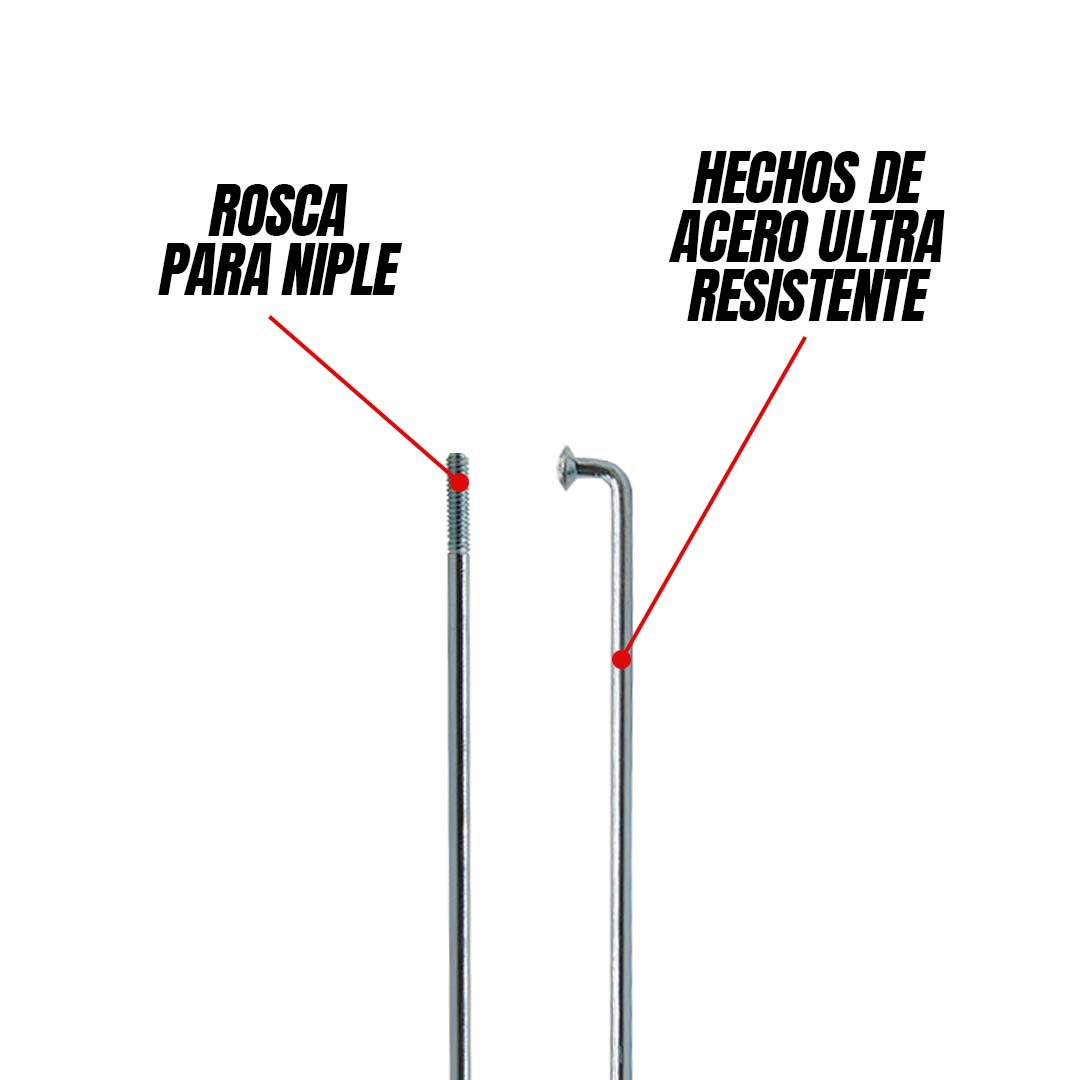 72 Rayos Para Bicicleta R26 Semi Cromado 14g Con Niples