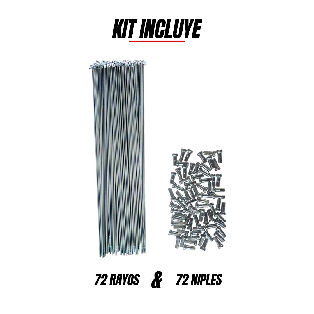 72 Rayos Para Bicicleta R26 Semi Cromado 14g Con Niples