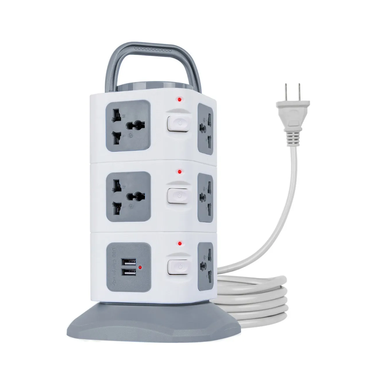 Multicontacto En Torre Regleta 11 Puertos Universal Y 2 Usb