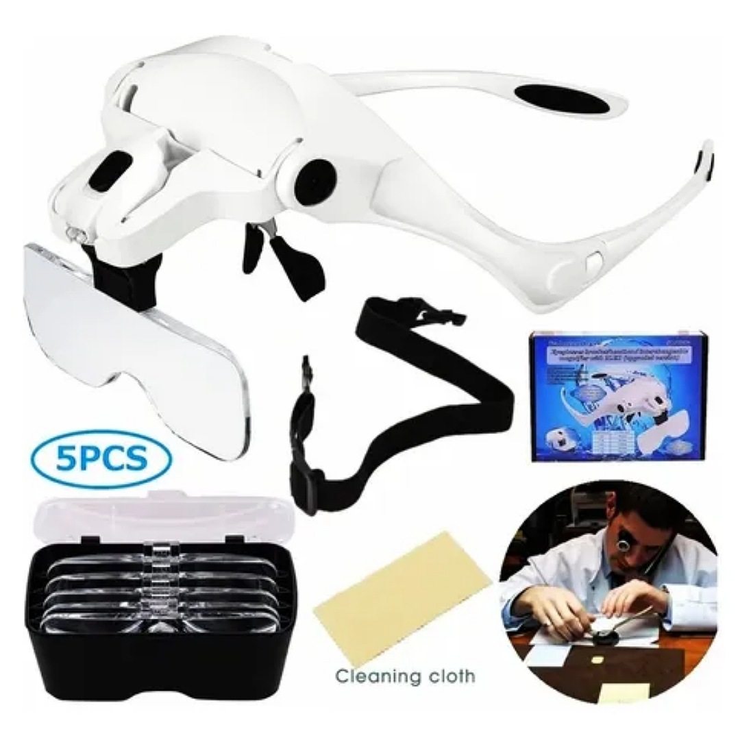 Anteojo Lupa Visor Lampara Led Aumento 1 A 3.5x 5 Lentes