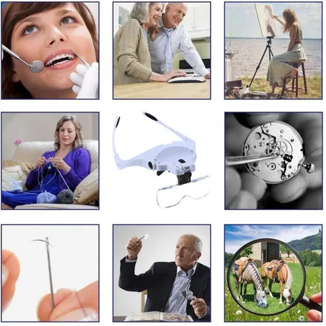 Anteojo Lupa Visor Lampara Led Aumento 1 A 3.5x 5 Lentes