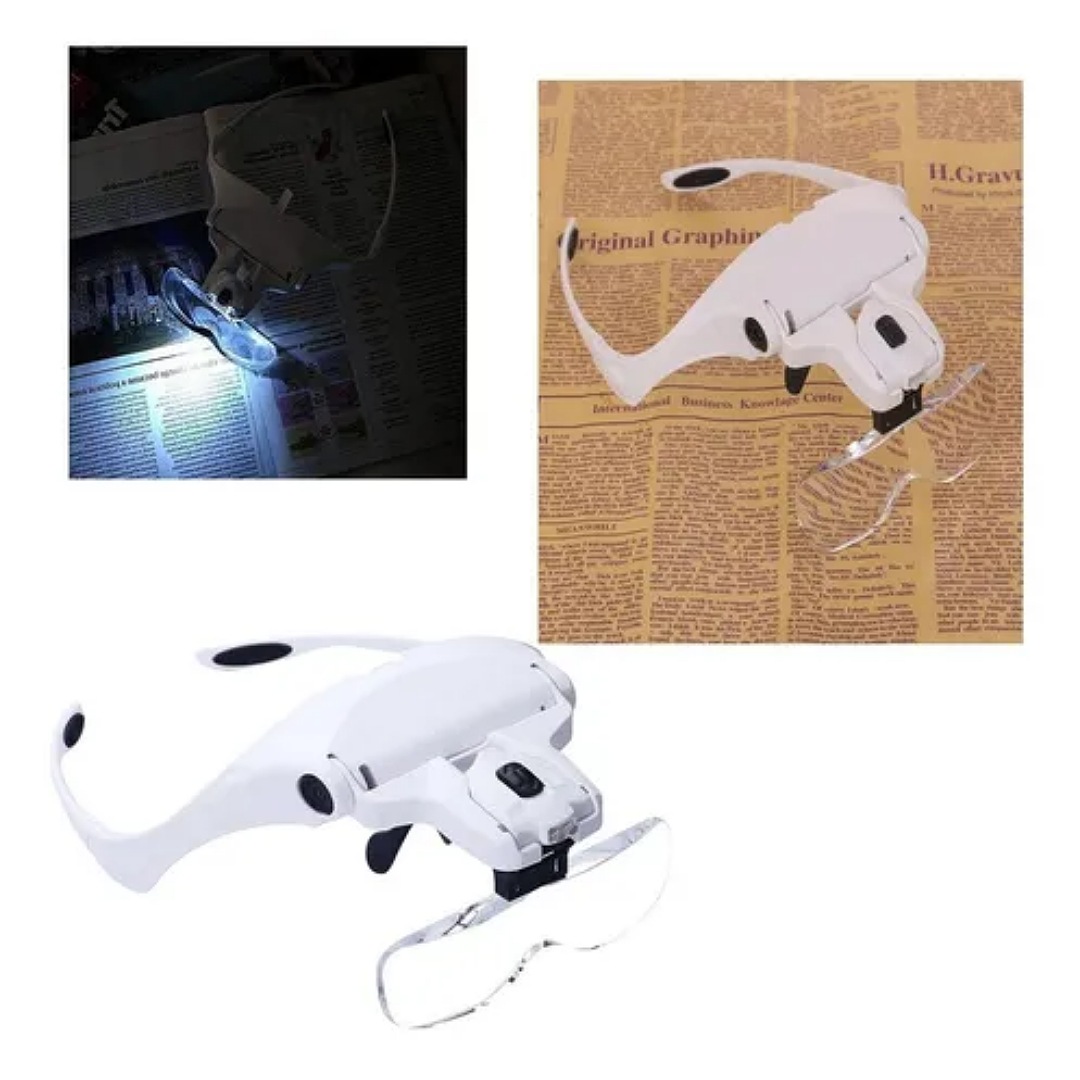 Anteojo Lupa Visor Lampara Led Aumento 1 A 3.5x 5 Lentes