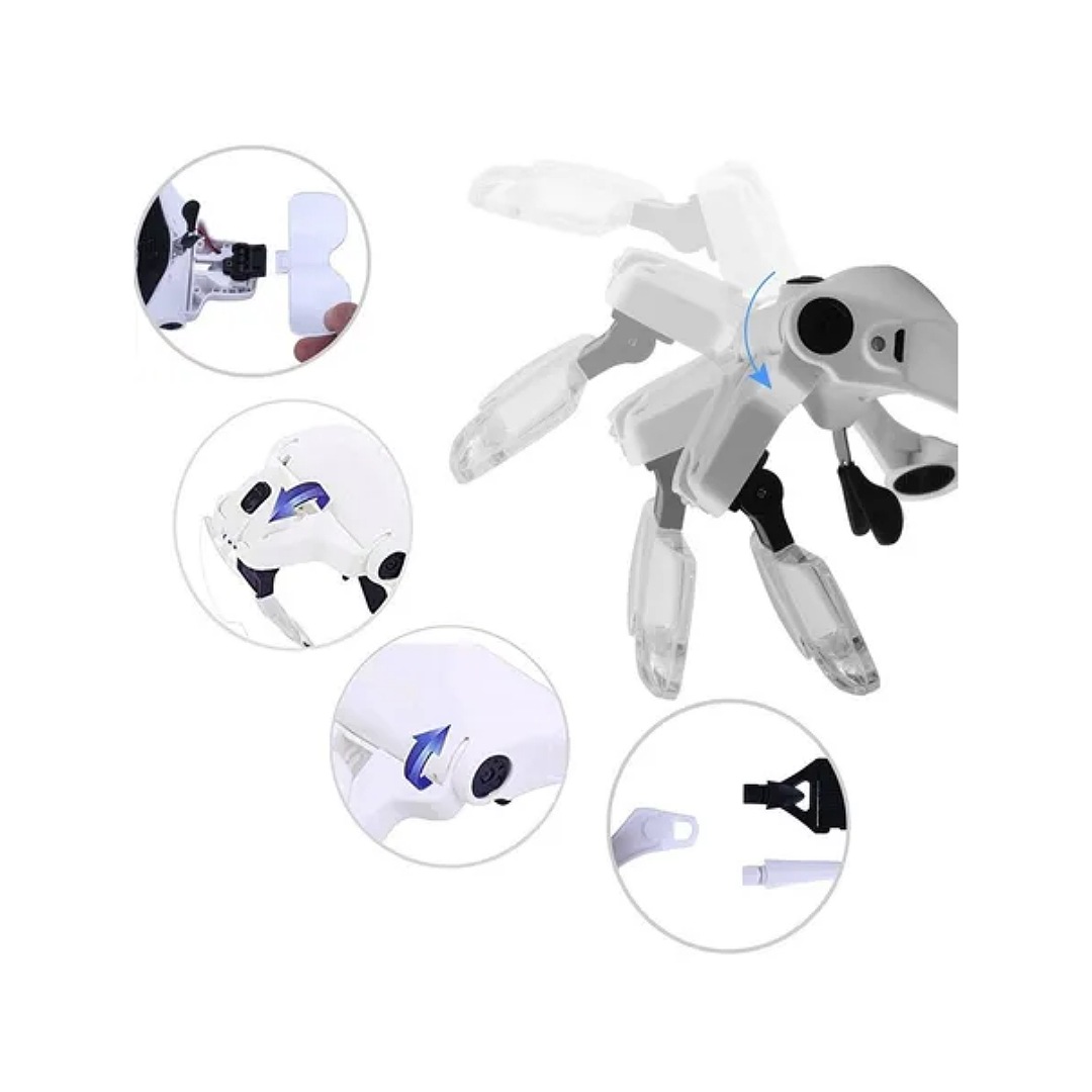 Anteojo Lupa Visor Lampara Led Aumento 1 A 3.5x 5 Lentes