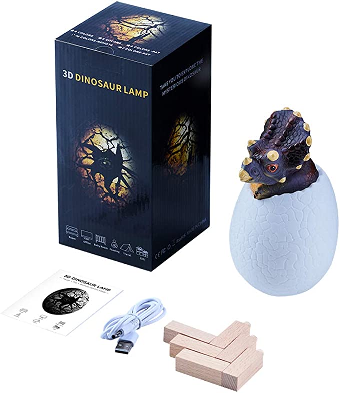 Lámpara de dinosaurio 3D recargable Triceratops