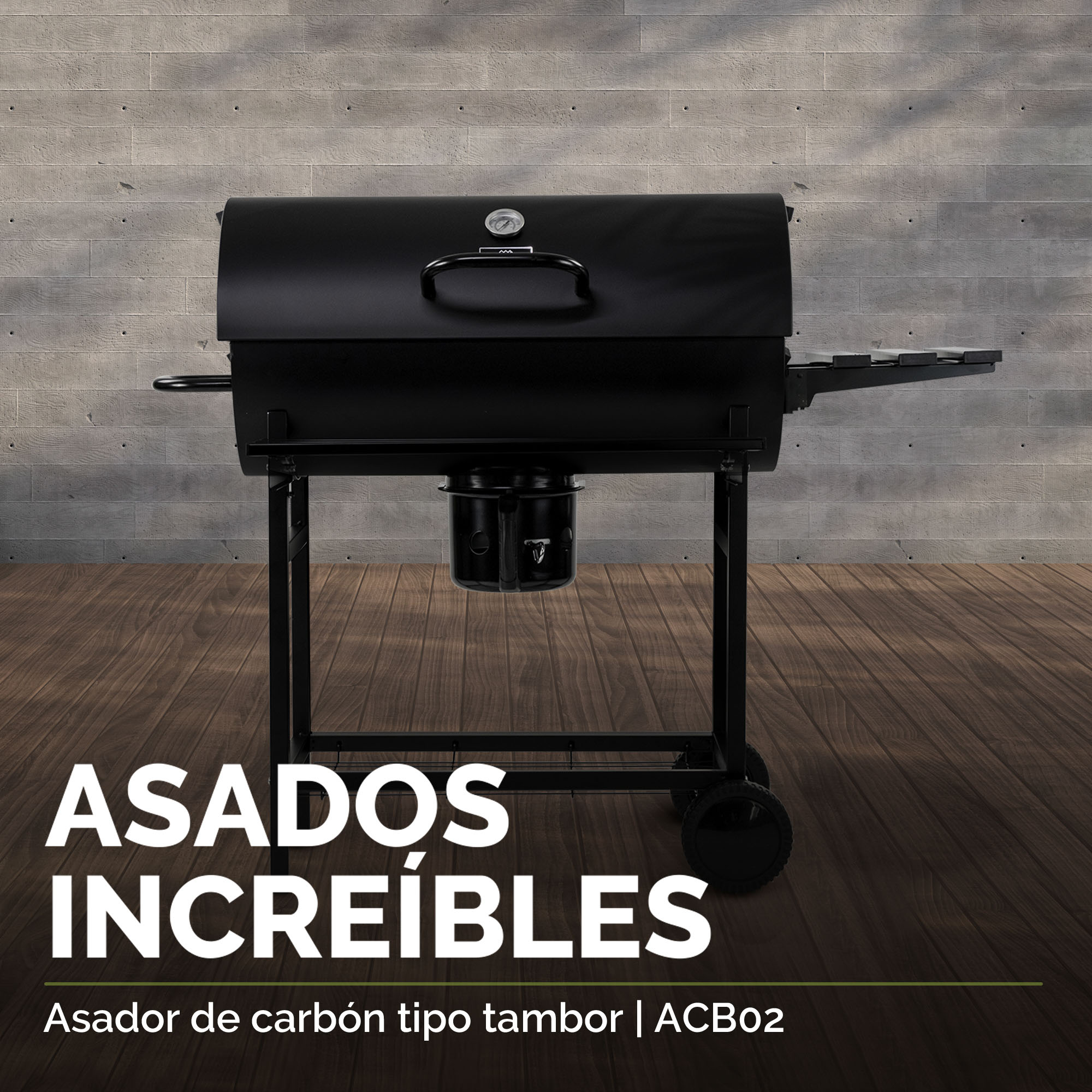 Asador De Carbón Tipo Barril 70 Cm Parrilladas Avera ACB02