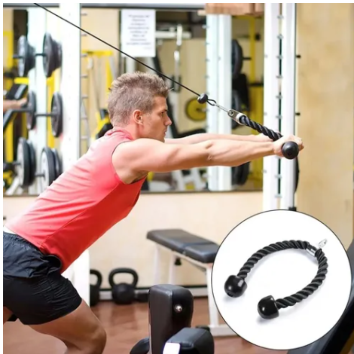 Agarre Maneral Tríceps Cuerda Para Polea Y Jalones Gym