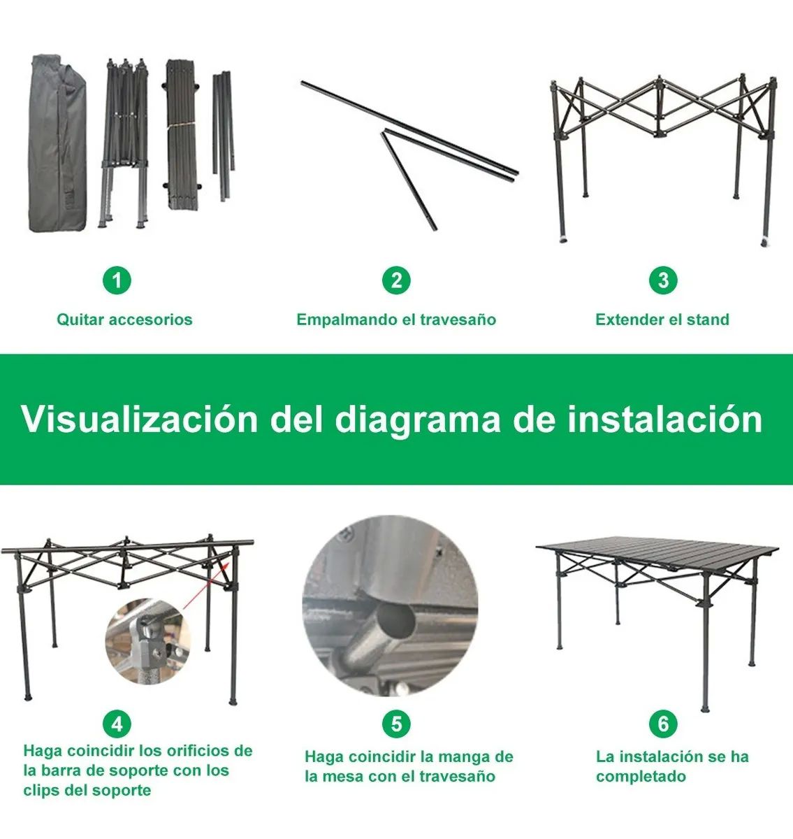 Mesa Para Jardin Exterior Portátilmesita Plegable Aluminio