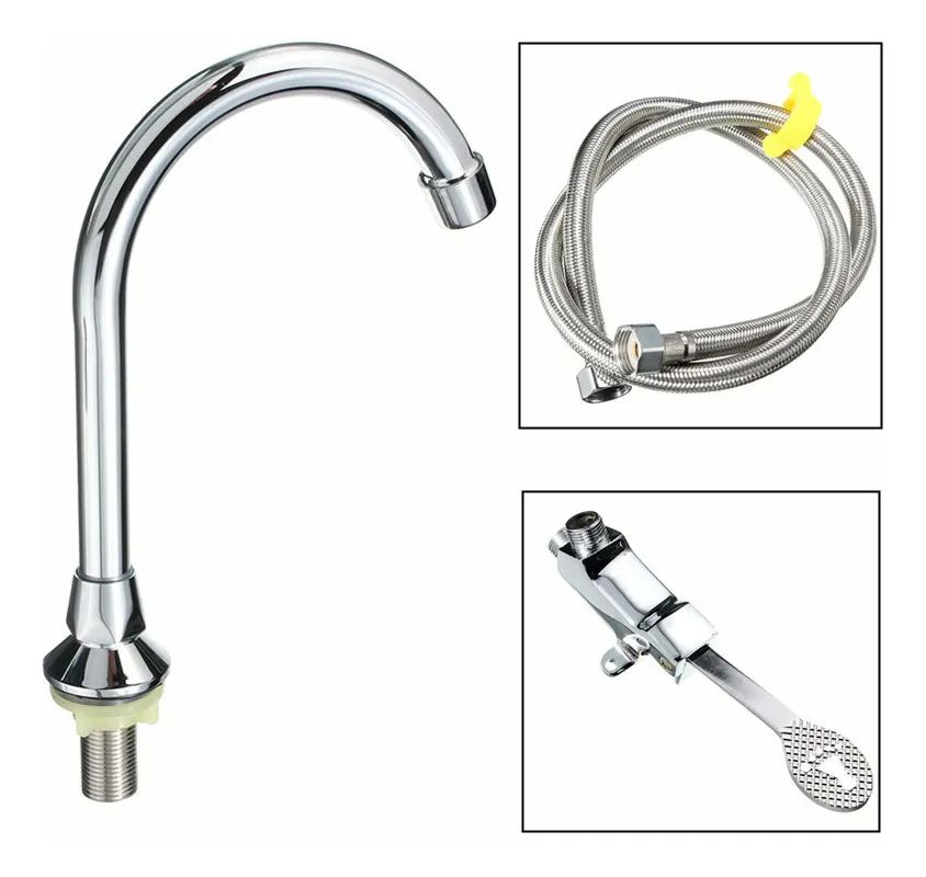 Grifo Lavabo Grifo Cobre Pedal Rosca G1/2 Manguera 1m