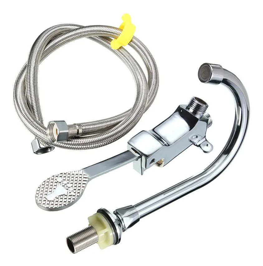 Grifo Lavabo Grifo Cobre Pedal Rosca G1/2 Manguera 1m