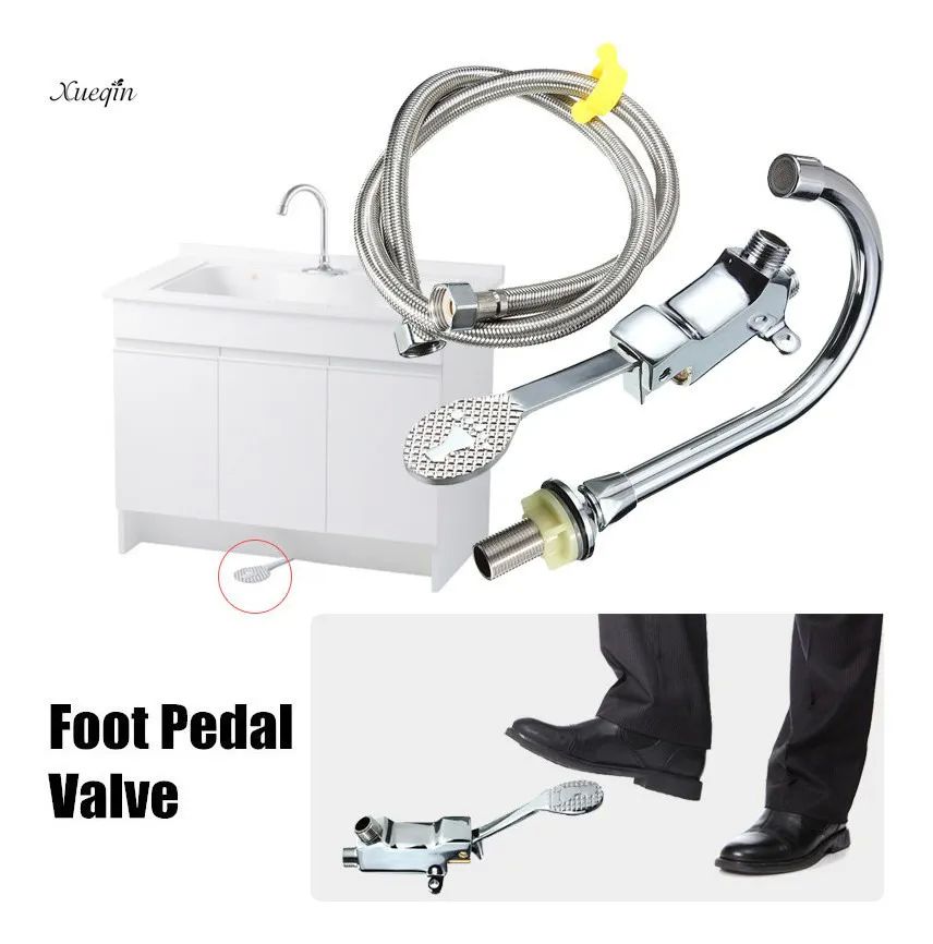 Grifo Lavabo Grifo Cobre Pedal Rosca G1/2 Manguera 1m