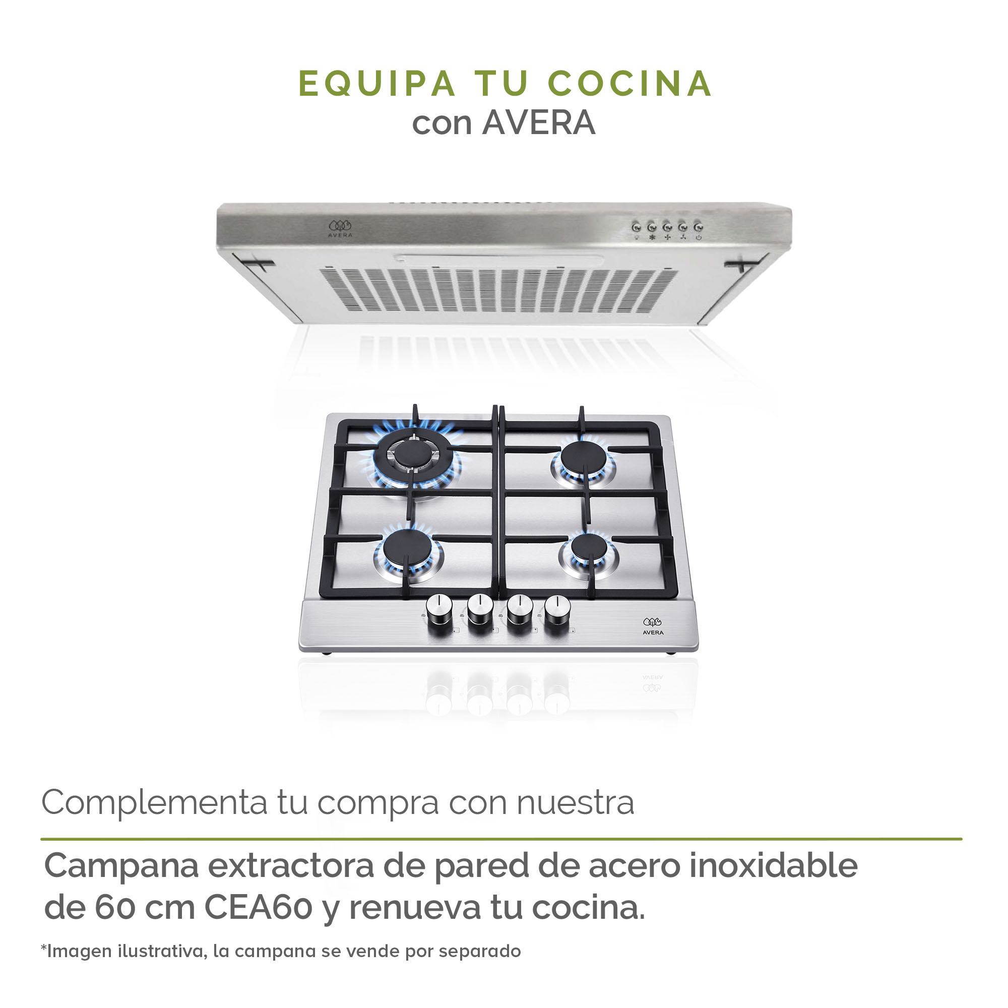 AVERA Parrilla de Gas Acero Inoxidable con 4 Quemadores AI4